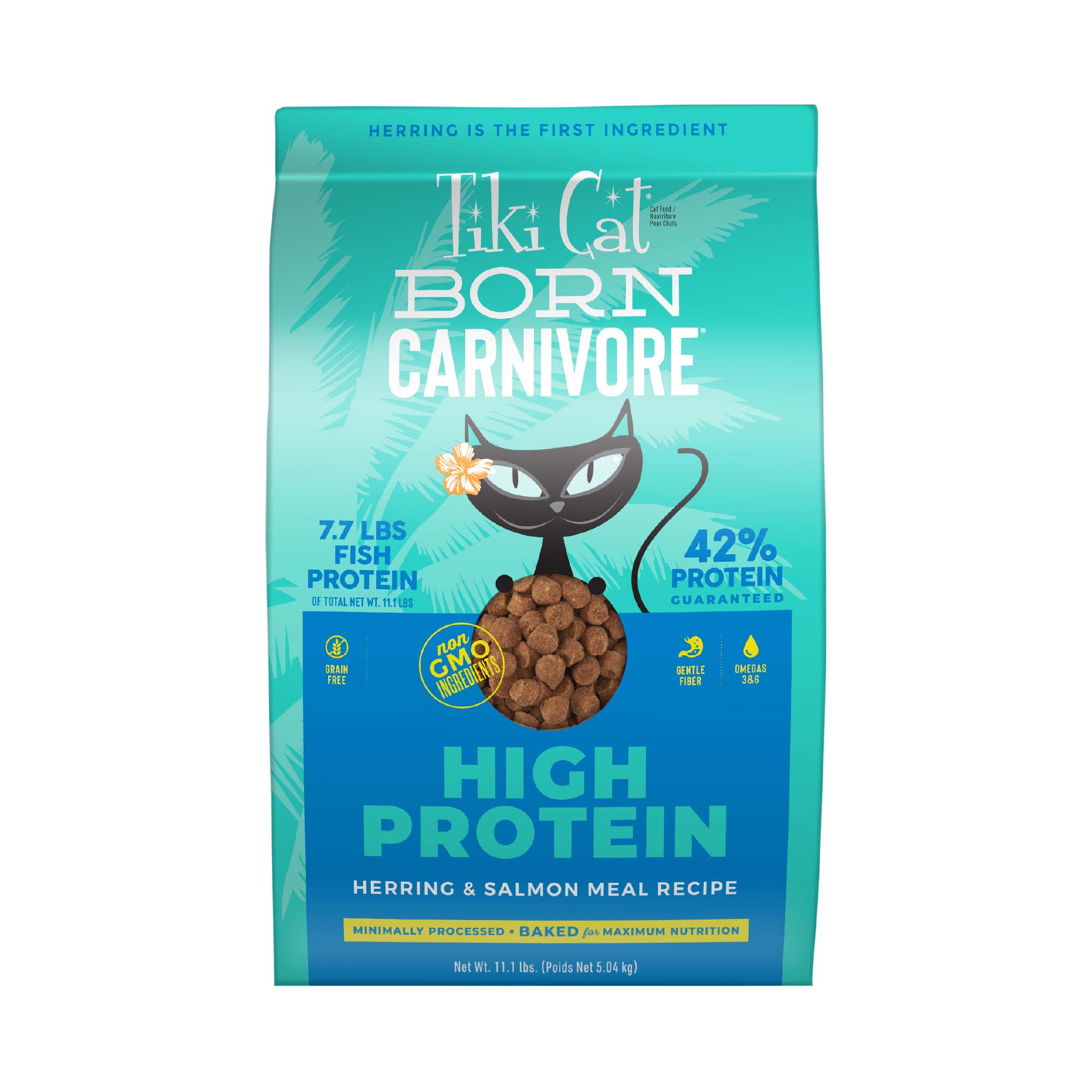 Tiki Cat Born Carnivore Herring Salmon Dry Food 11.1 lbs