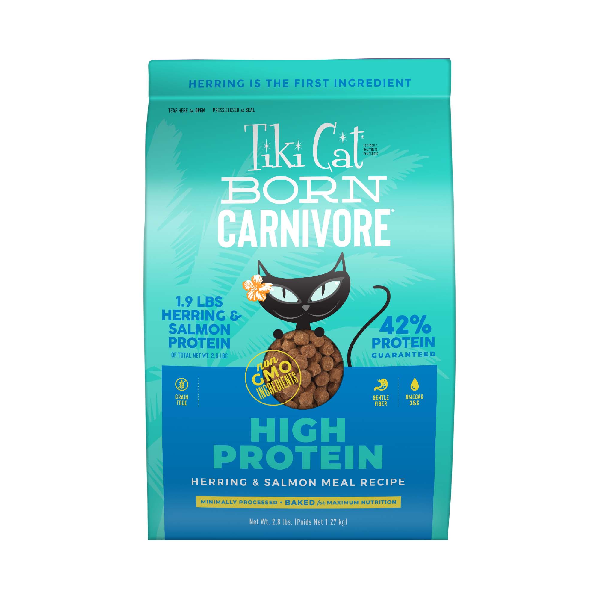 Tiki Cat Born Carnivore Herring & Salmon Dry Food, 11.1 lbs.