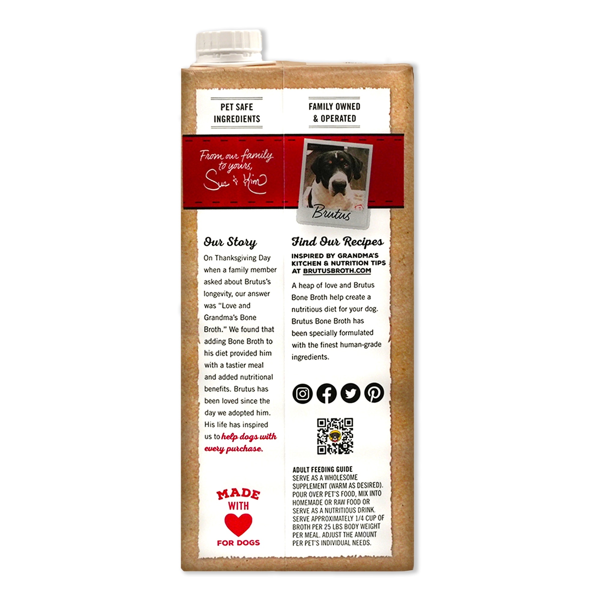 Brutus Beef Bone Broth for Dogs 32 oz Joint Health Natural Flavor