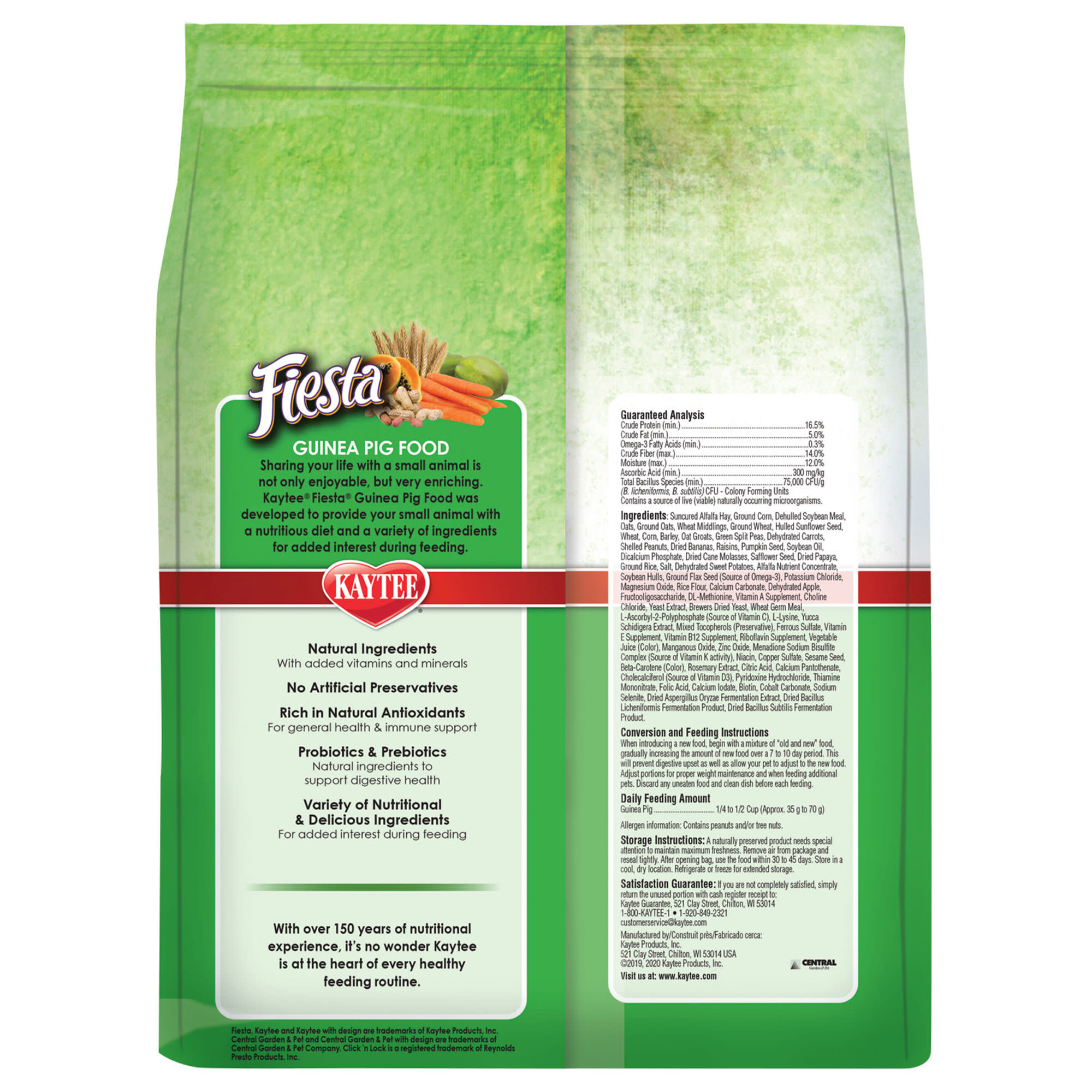 Kaytee Fiesta Naturals Guinea Pig Food 4.5 lbs All Stages