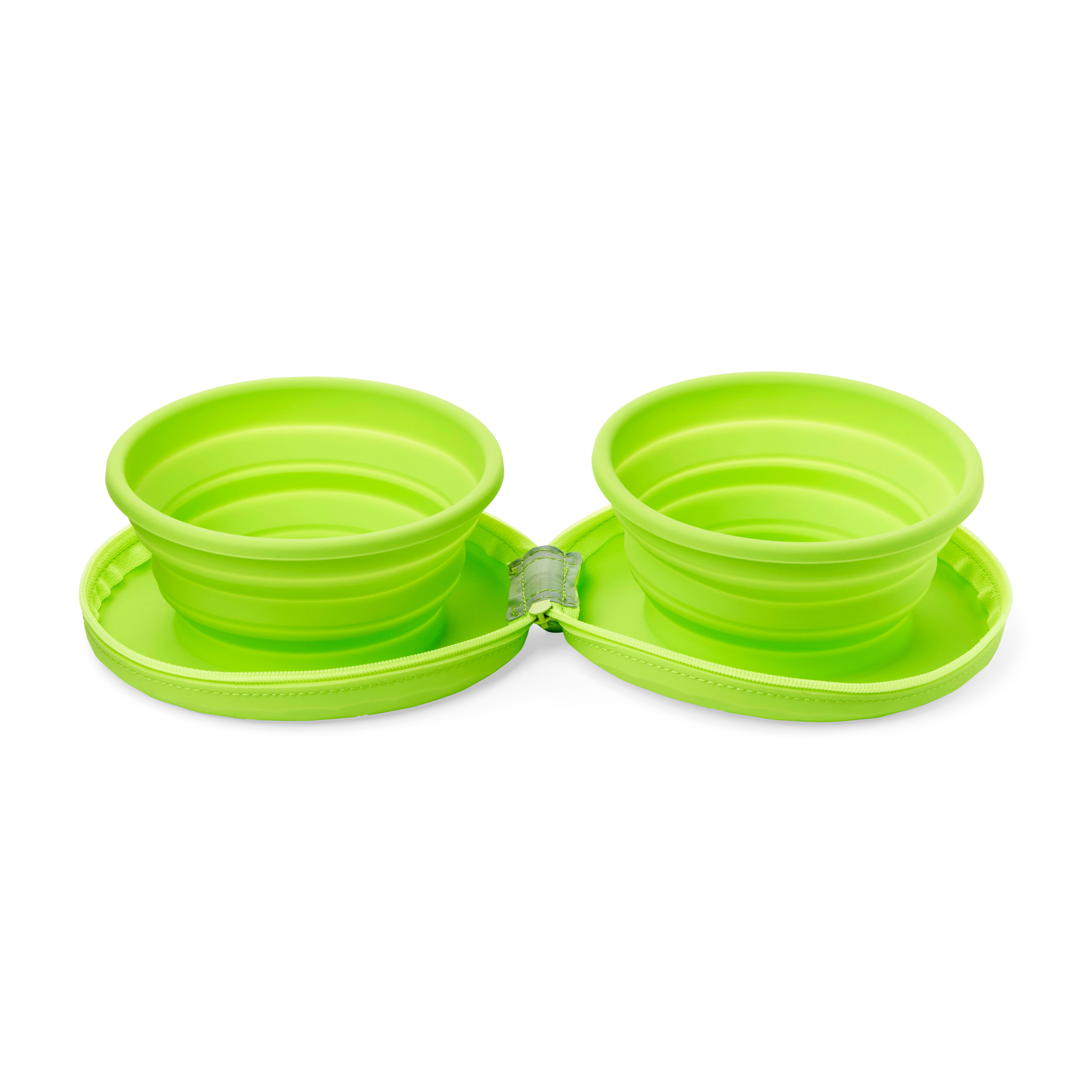 EveryYay Dining In Silicone Double Diner Dog Bowl Set - Easy-to