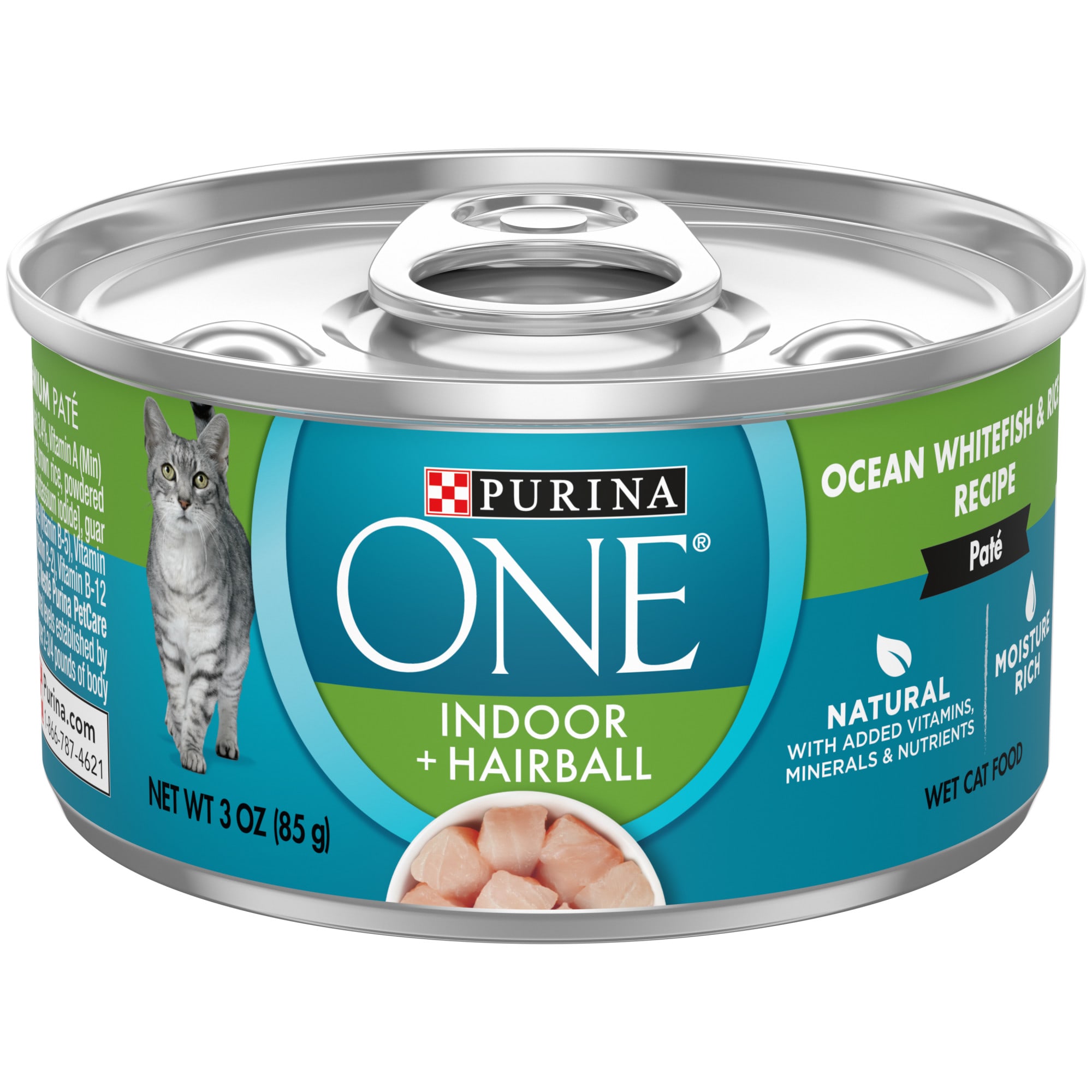 Purina ONE Indoor High Protein Indoor Advantage Ocean Whitefish Rice Pate Wet Cat Food 3 oz