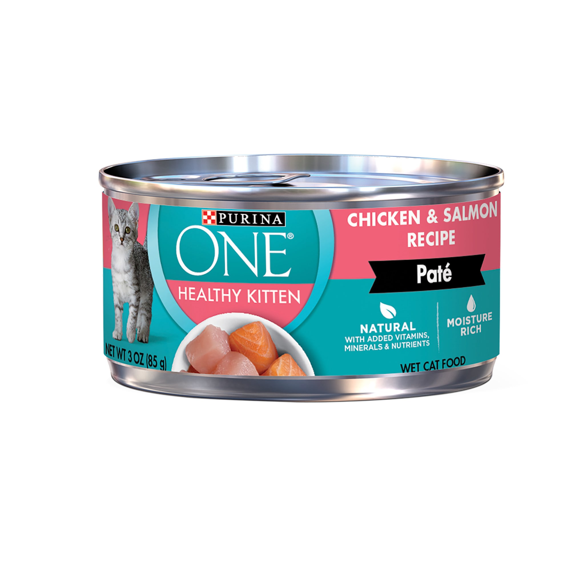 Purina ONE Grain Free Healthy Chicken Salmon Recipe Pate Wet Kitten Food 3 oz. Case of 12