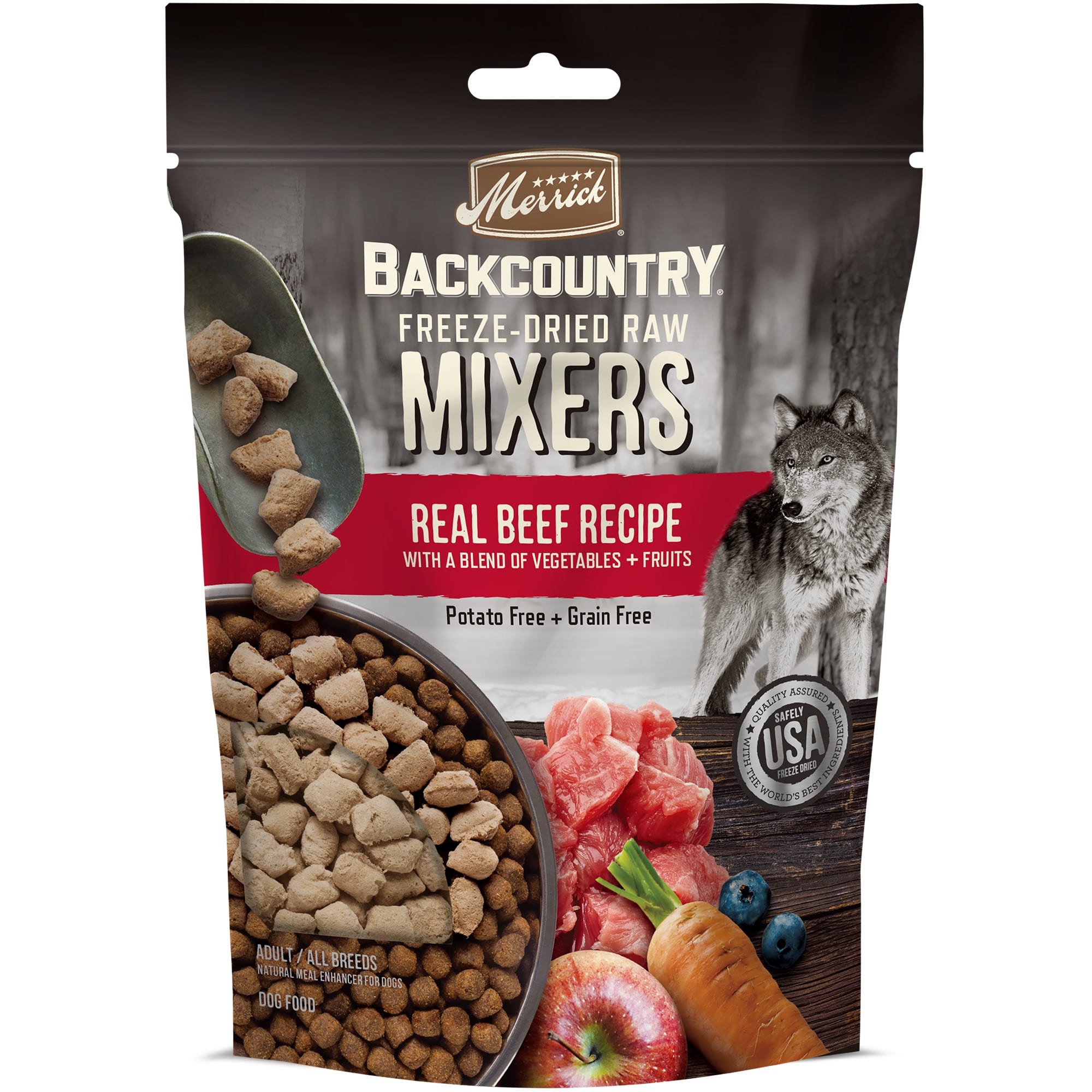 Merrick Backcountry Freeze Dried Mixer Beef Recipe Adult Dog Food, 5.5