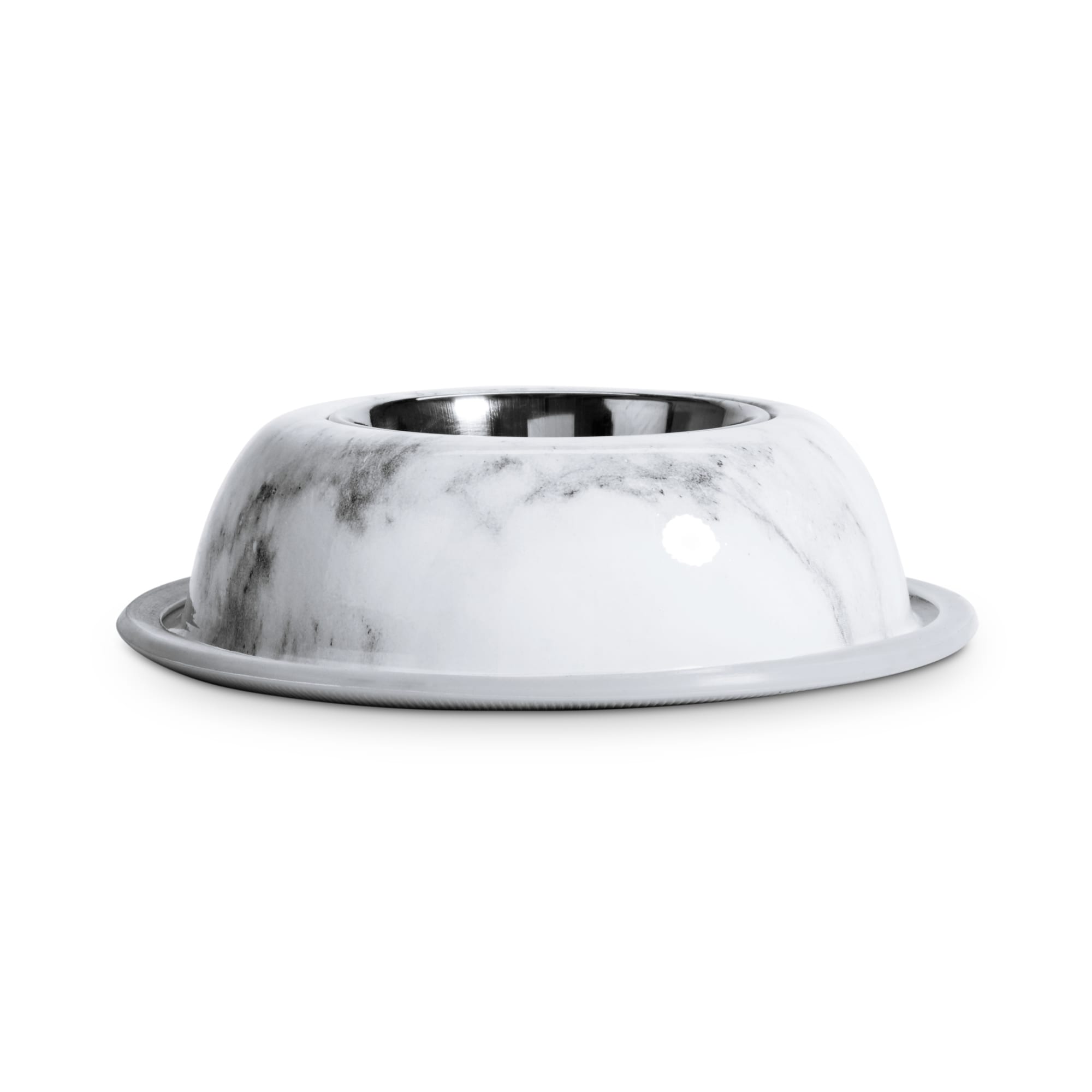 EveryYay Dining In Slanted Marble-Print Base and Stainless-Steel Dog Bowl  Set, 0.7 Cup