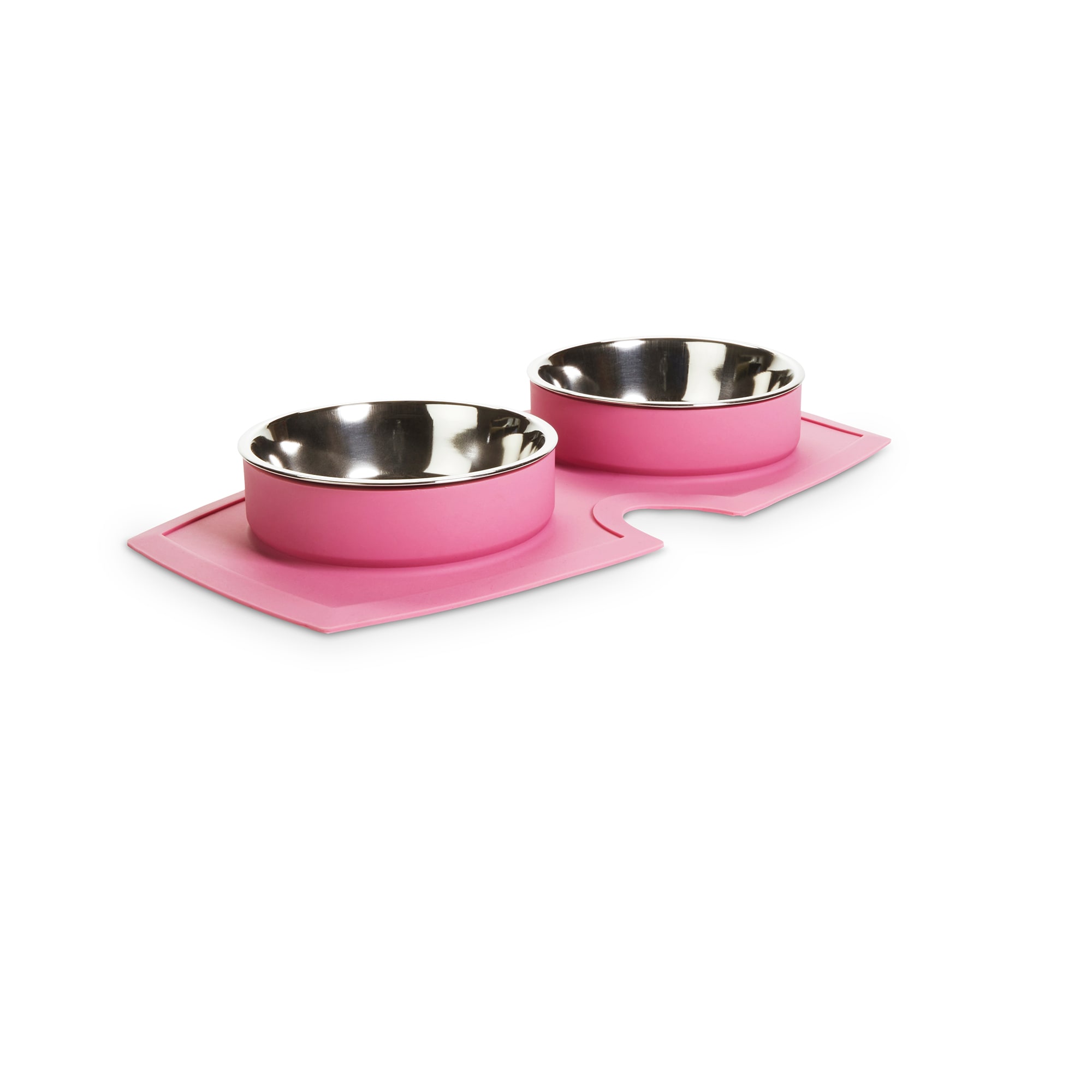 Internet's Best Bone Dog Bowl Set - Double Stainless Steel Pet Food Water  Bowls - No Spill Silicone Stand - Small Pets - Pink