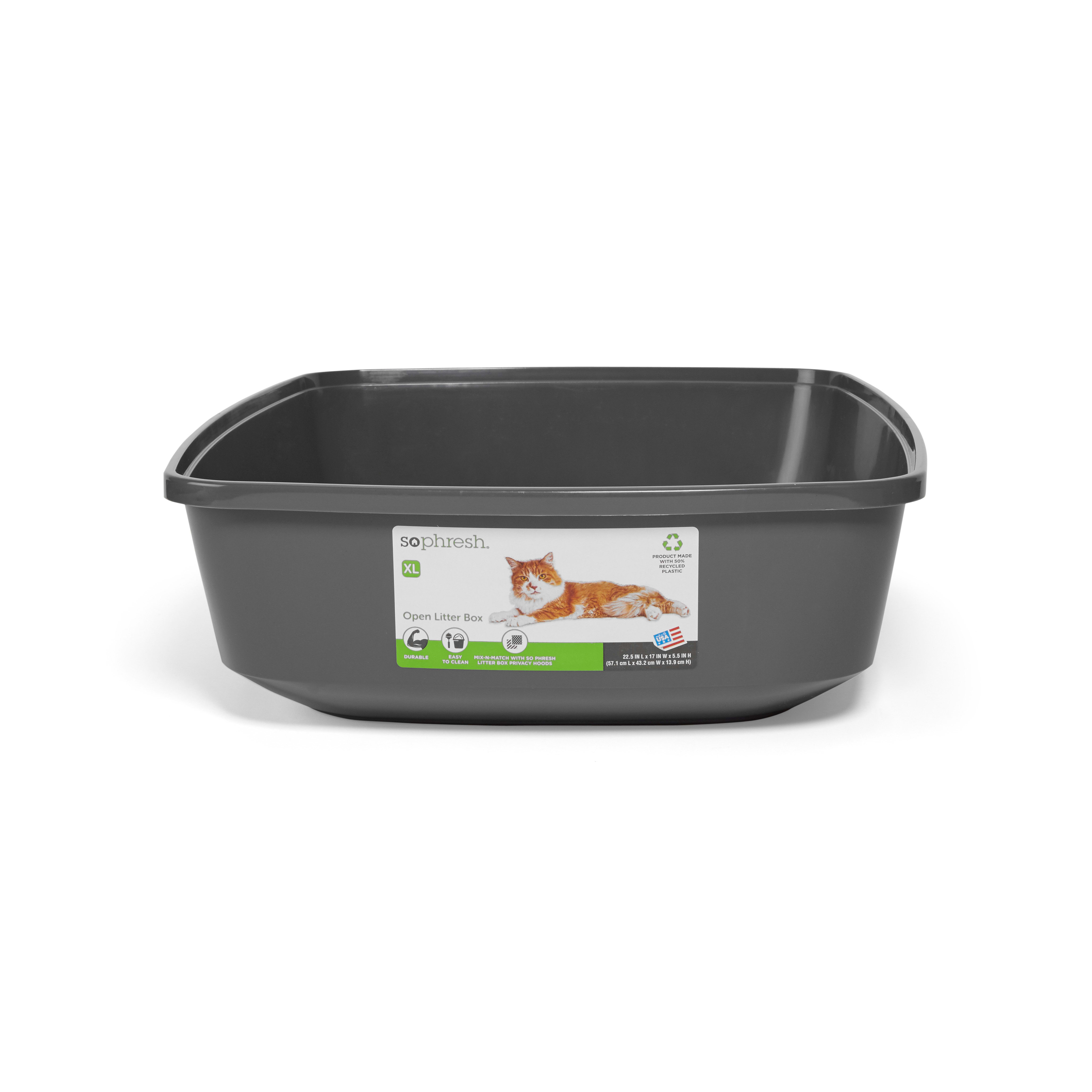 So Phresh Charcoal Open Cat Litter Box, 22.5 L X 17 W X 5.4 H