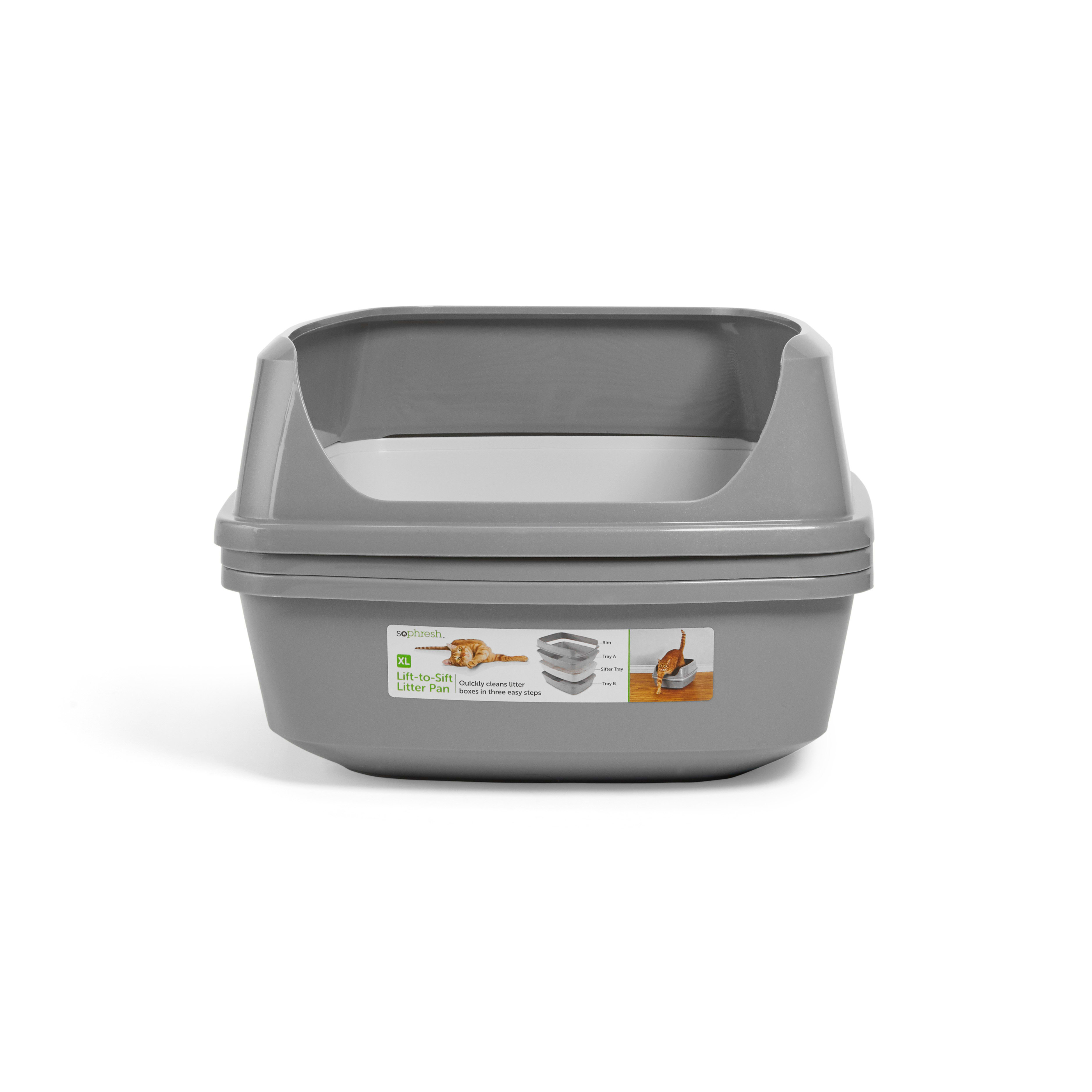 So Phresh Grey White Lift to Sift Cat Litter Pan 22.5