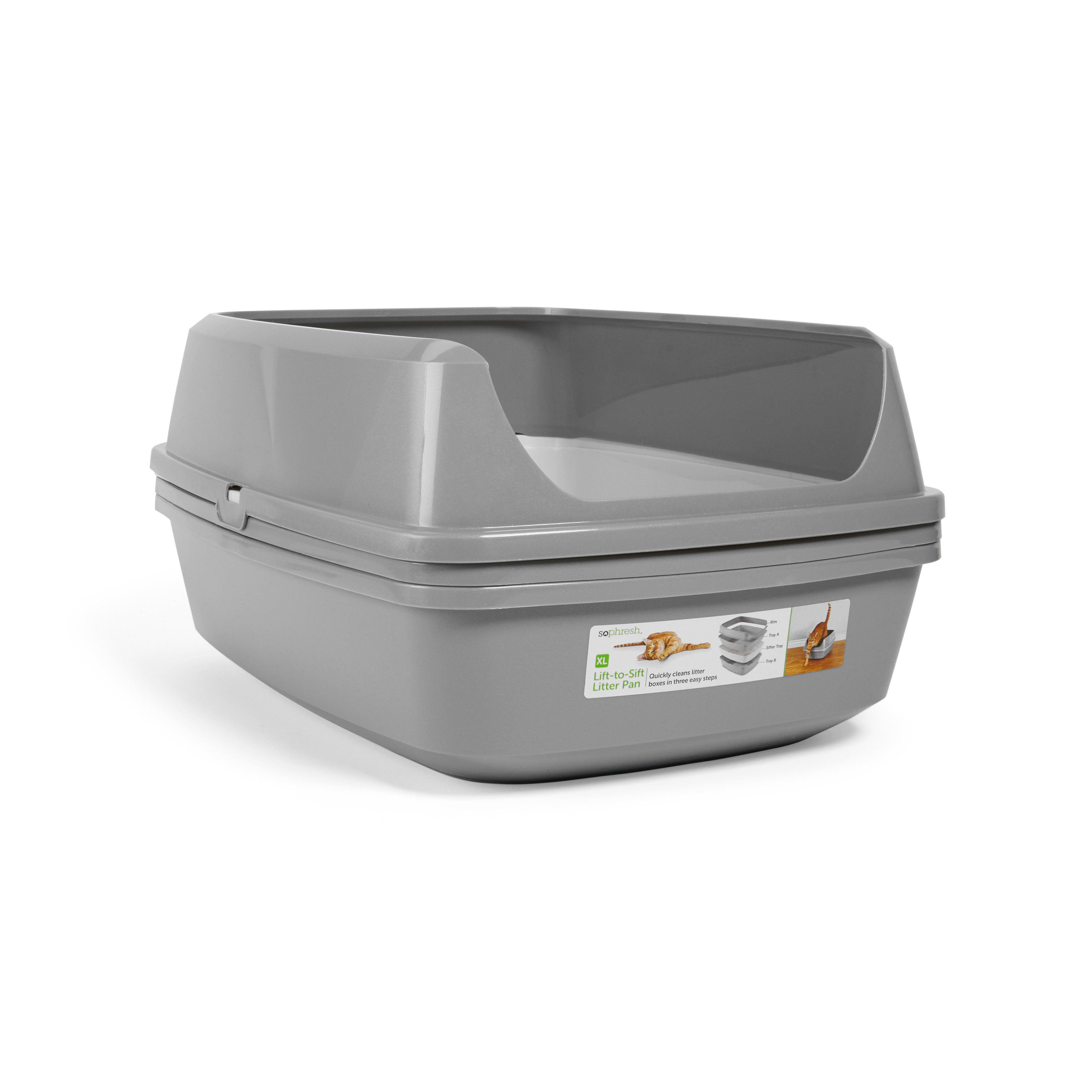 So Phresh Lift-to-Sift Grey & White Cat Litter Pan - Each