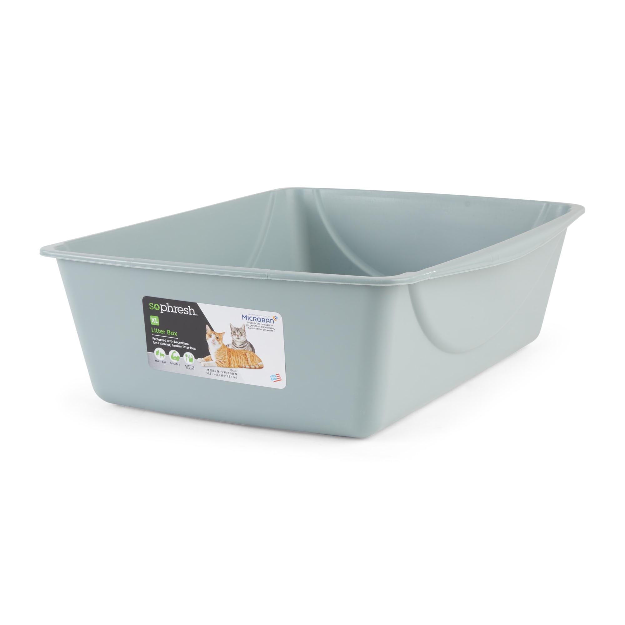 So Phresh Blue Cat Litter Pan with Microban, 18.5 L x 15.25 W x 5 H