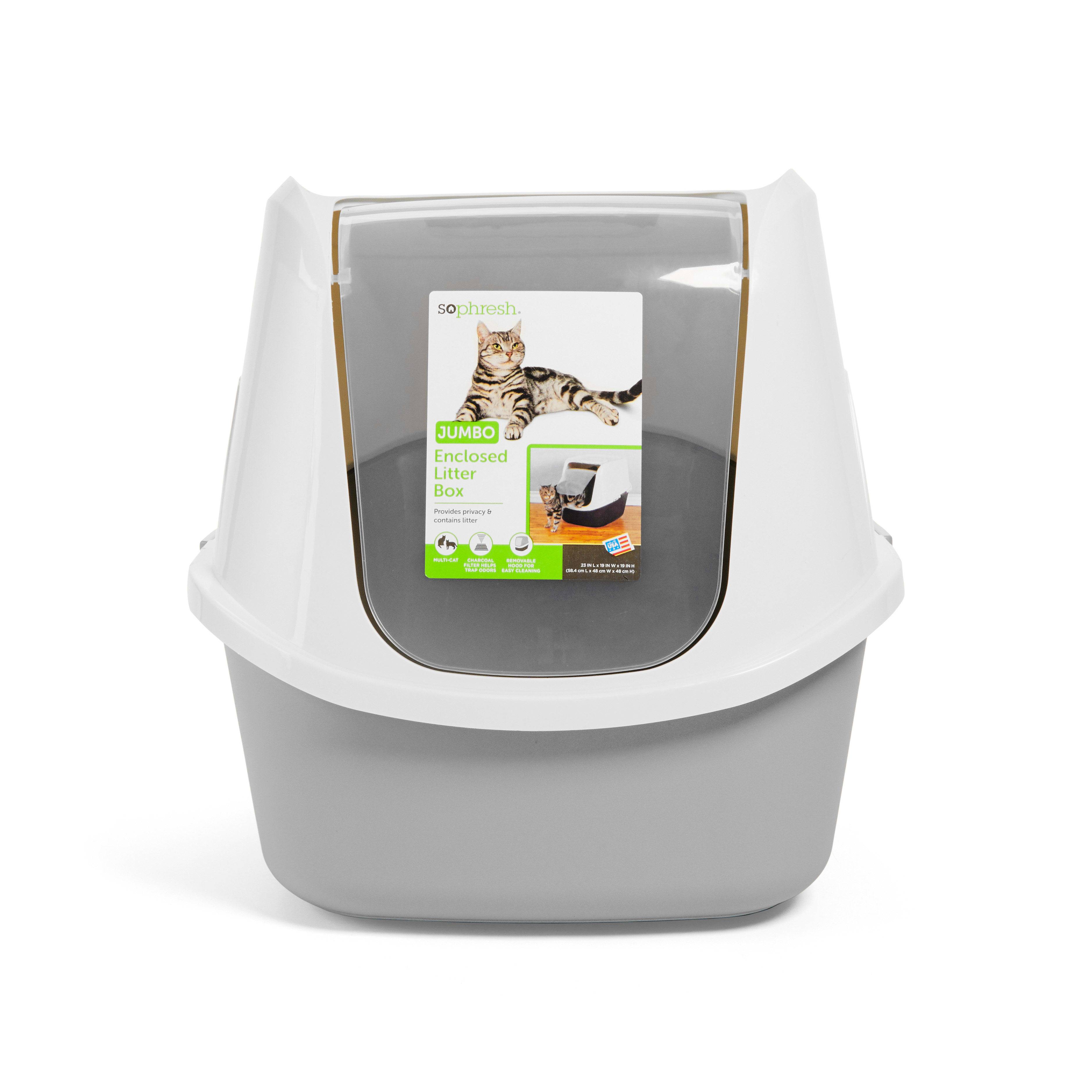 So Phresh Grey Jumbo Enclosed Cat Litter Box 23 L X 19 W X 19 H Petco