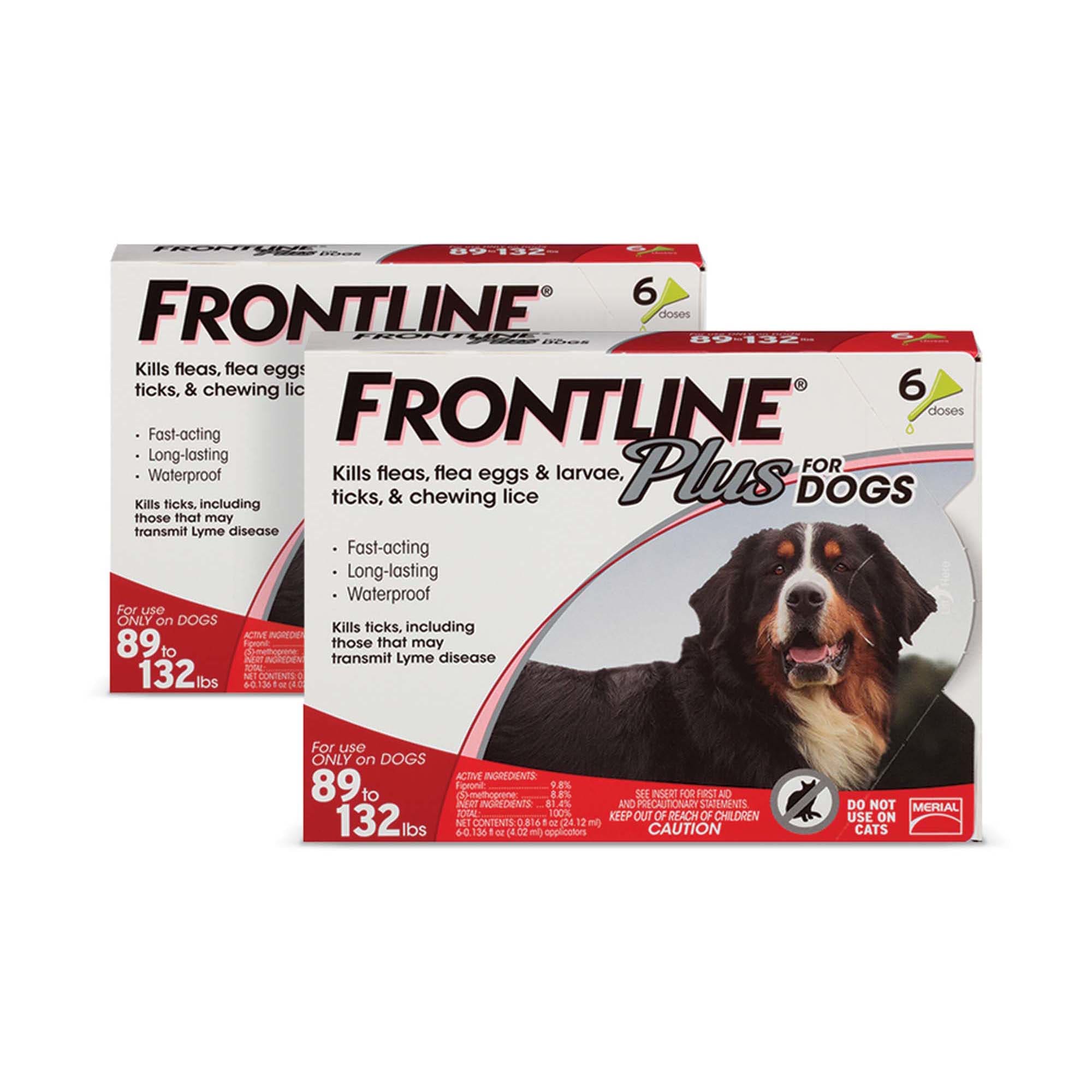 FRONTLINE Plus Flea and Tick Treatment for XLarge Dogs Up to 89 to 132 lbs., 2 Packs of 6