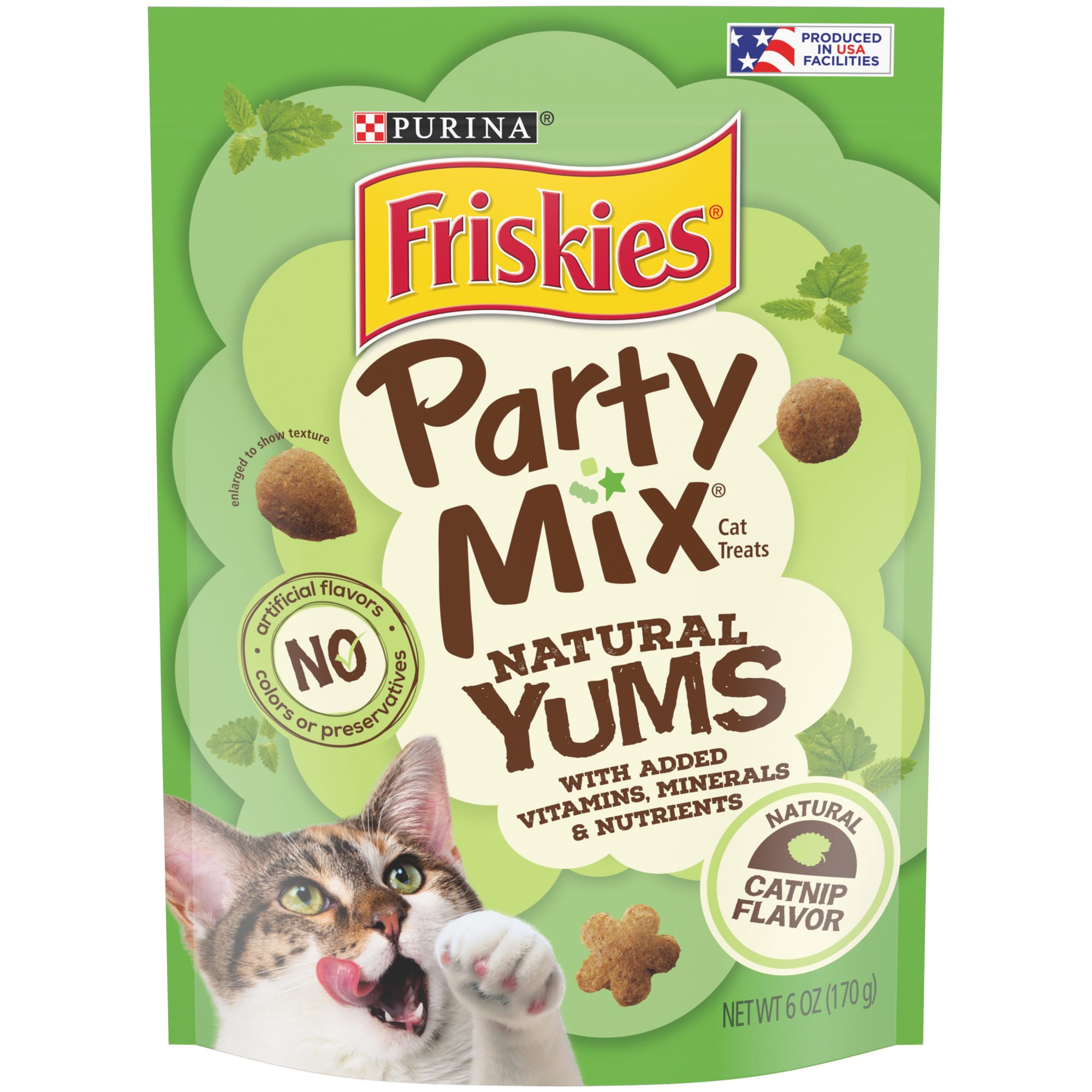 Friskies Party Mix Natural Yums Catnip Flavor Cat Treats 2.1 oz