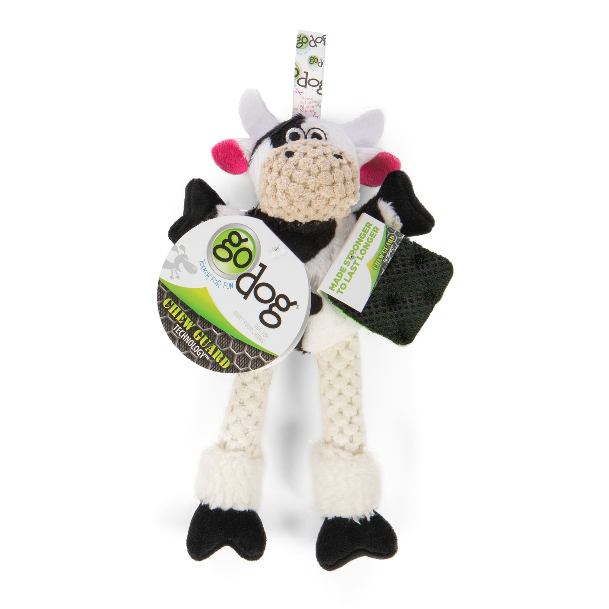 goDog Checkers Skinny Cow Plush Dog Toy X Small Petco