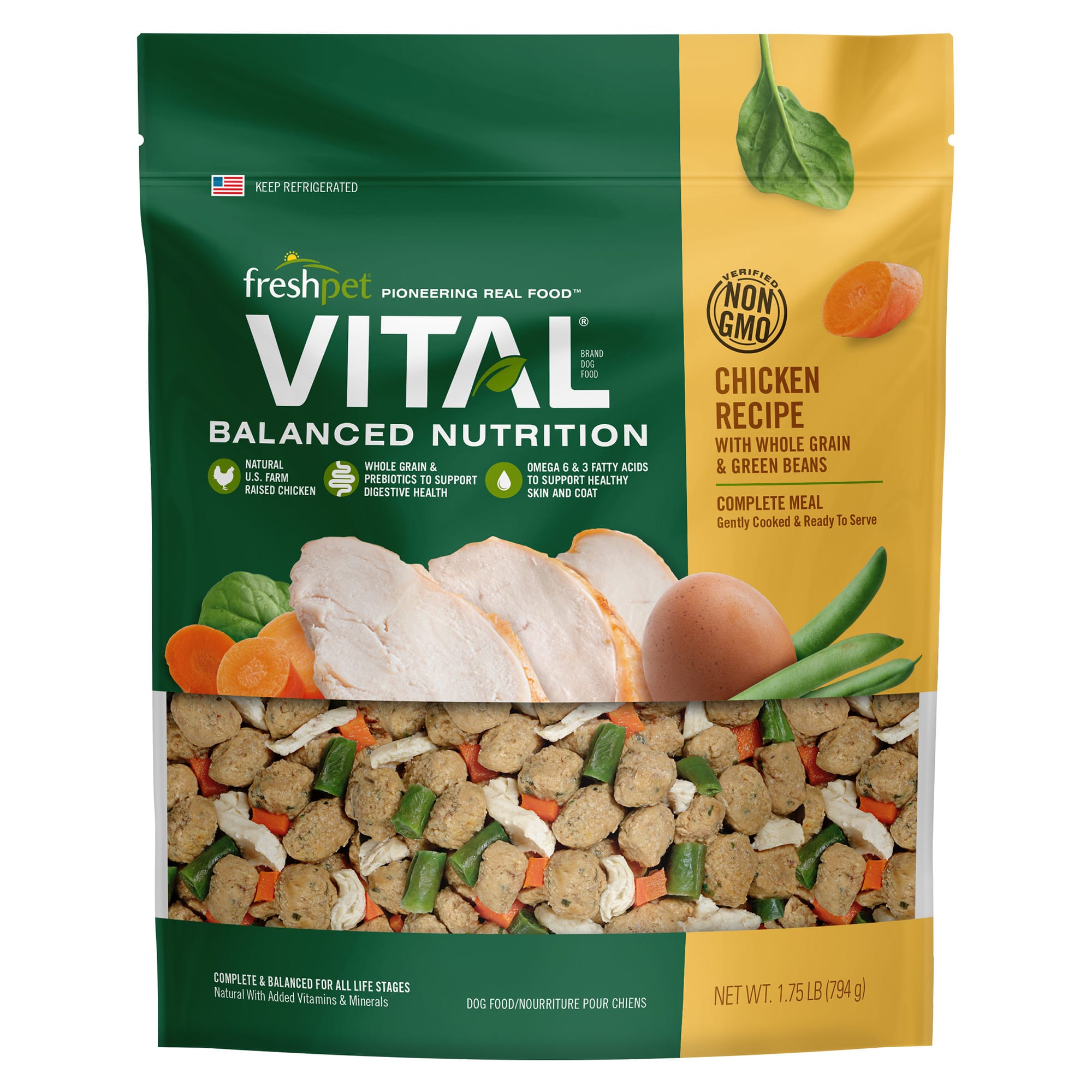 Freshpet Vital Chicken & Veggies Wholesome Grains Dog Food 1.75 lbs