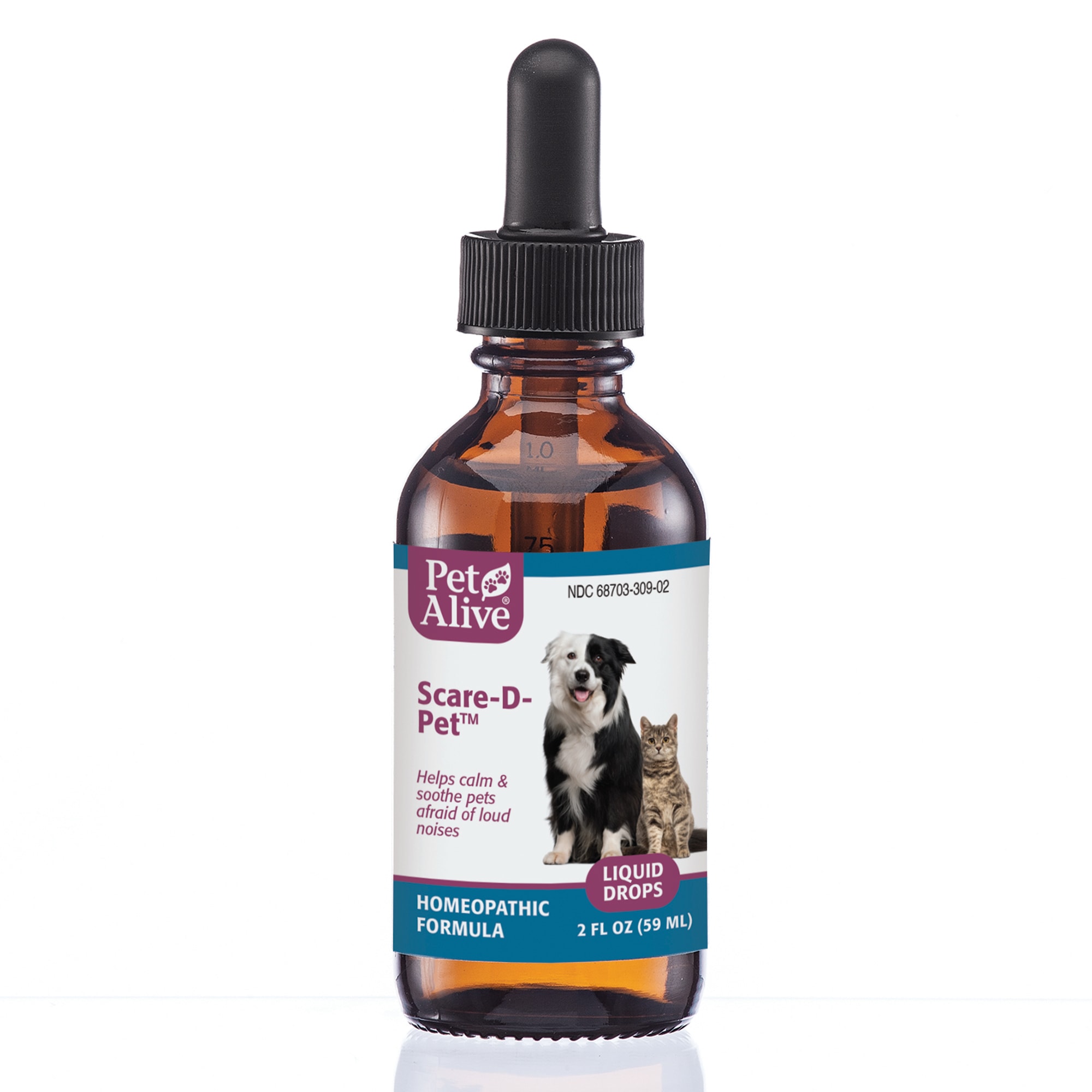 PetAlive Scare-D Liquid Drops for Pets Fear of Loud Noise, 2 fl