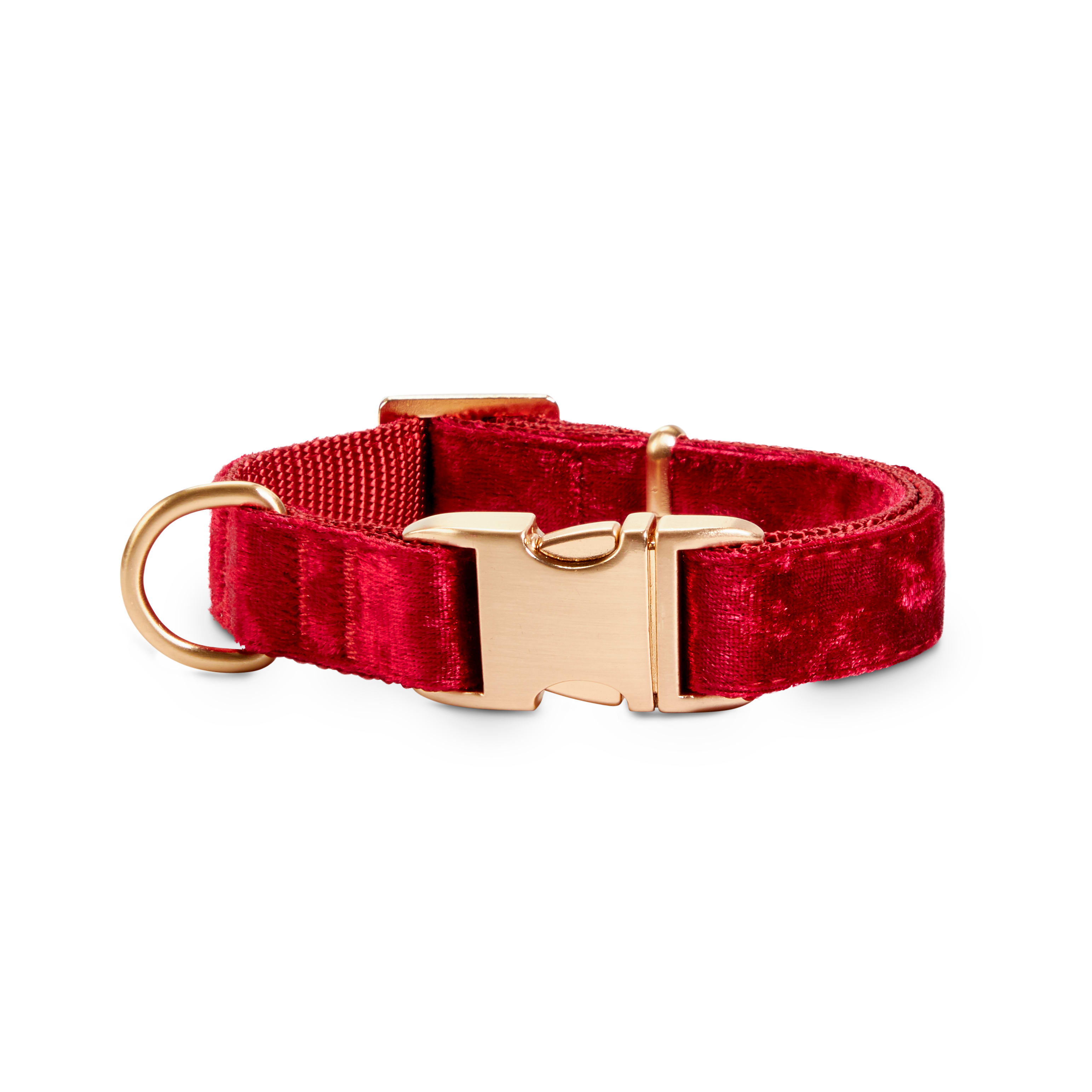 Bond \u0026 Co. Red Velvet Dog Collar, Small 