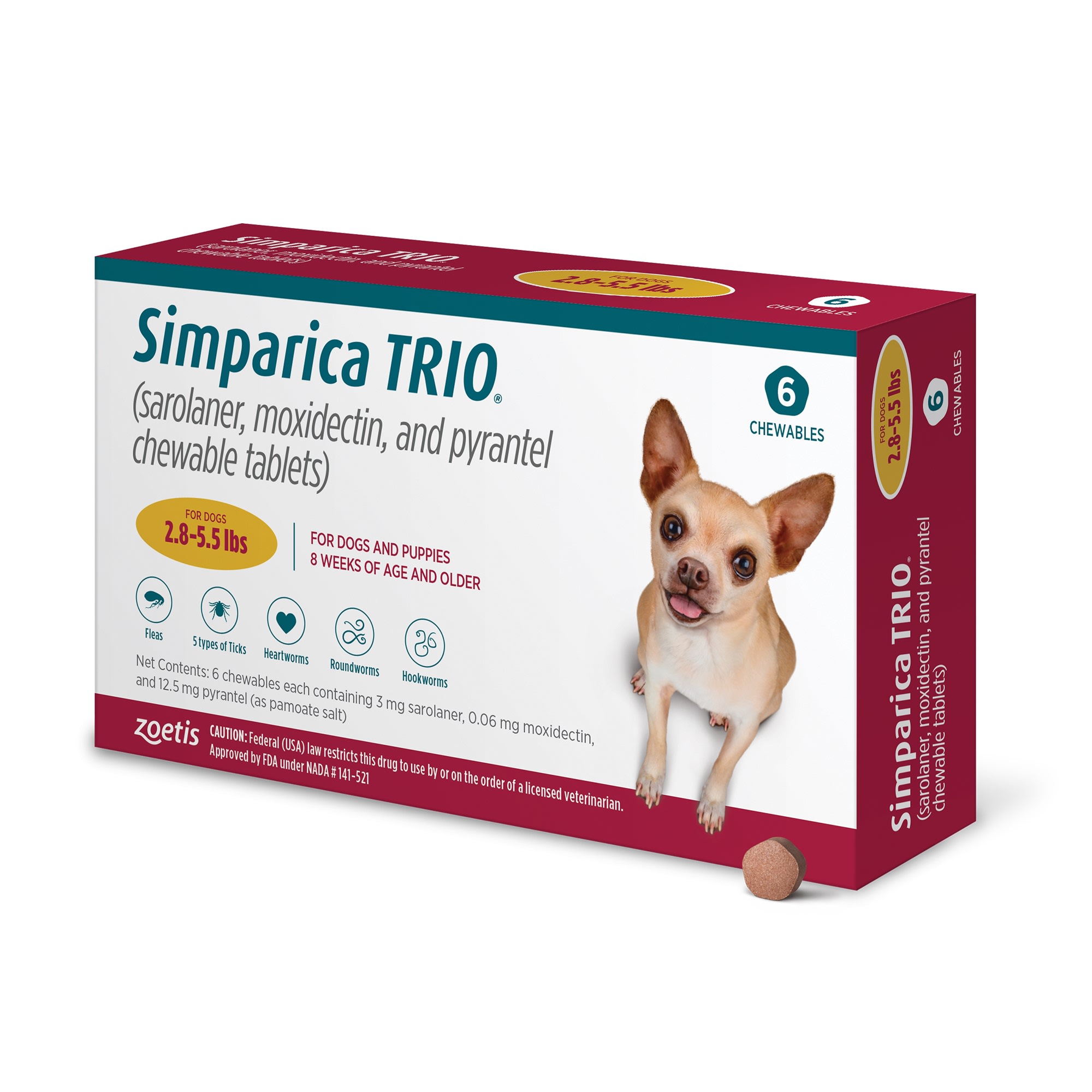 Simparica Trio 44.1-88 lbs. Dogs, 6 Month Supply