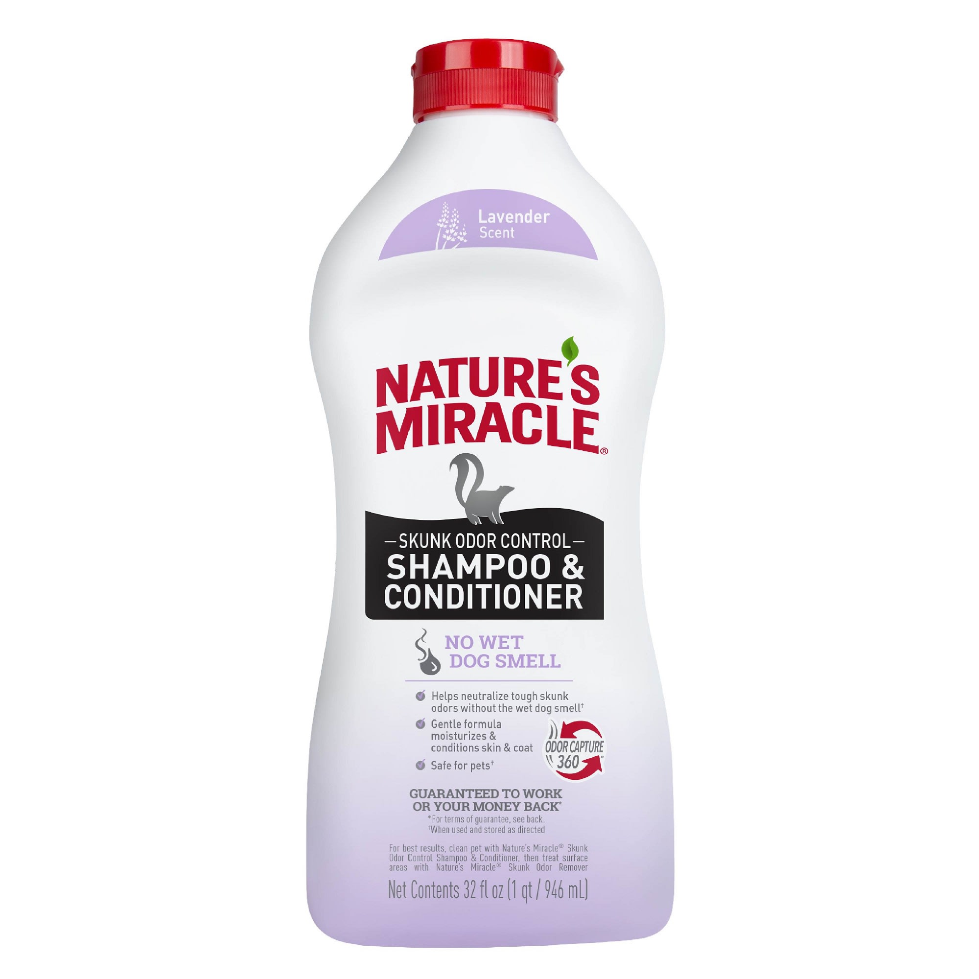 Nature's Miracle Lavender Scented Skunk Odor Control Shampoo & Conditioner  for Pets, 32 fl. oz.