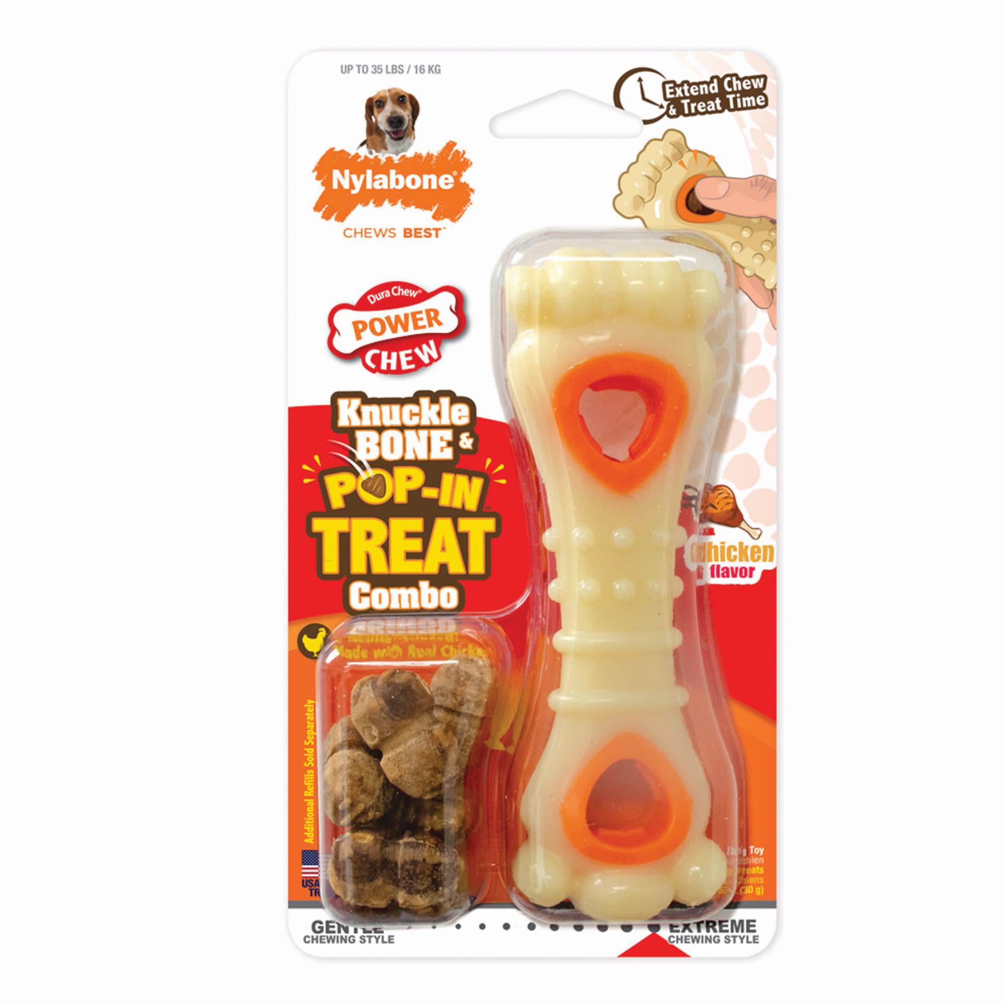 Power Chew Knuckle Bone & Pop-In Treat Toy Combo