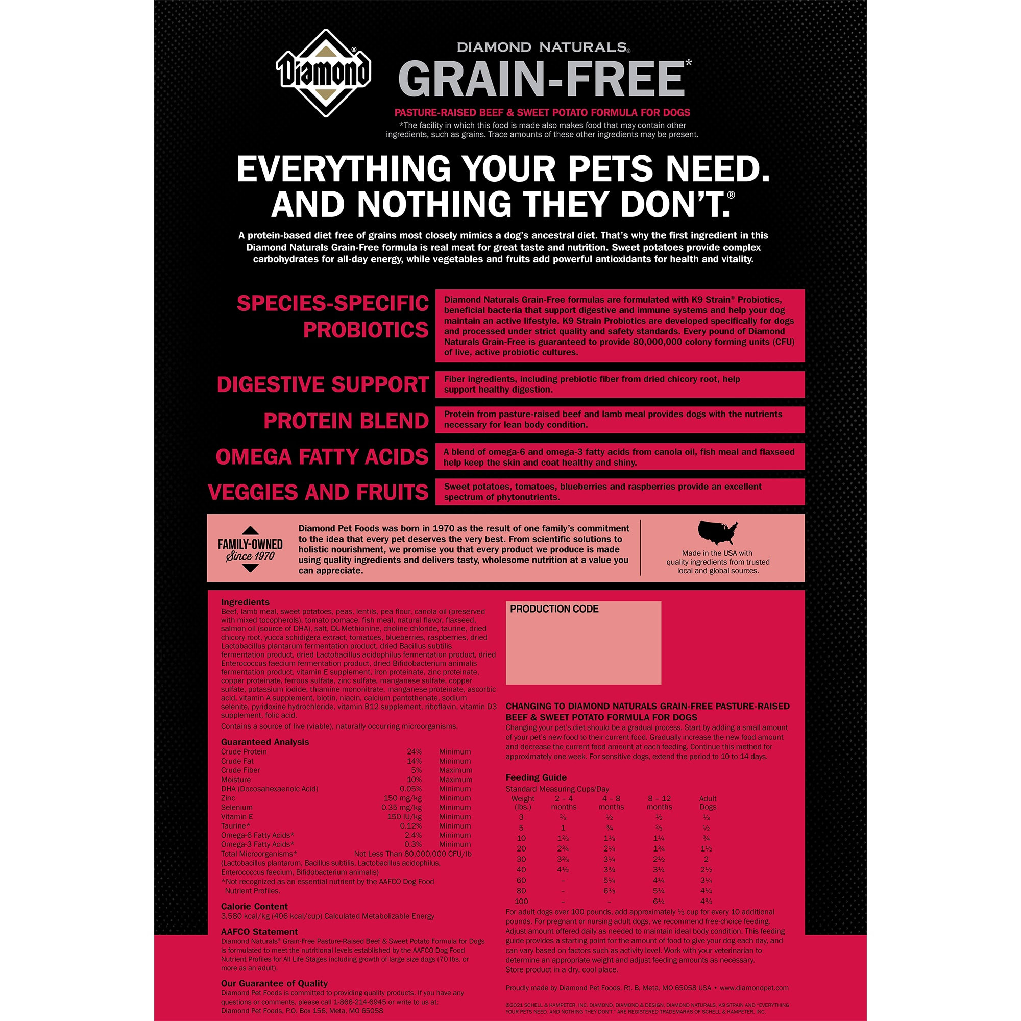 Diamond Naturals Grain Free Beef Sweet Potato Dog Food 28 lbs