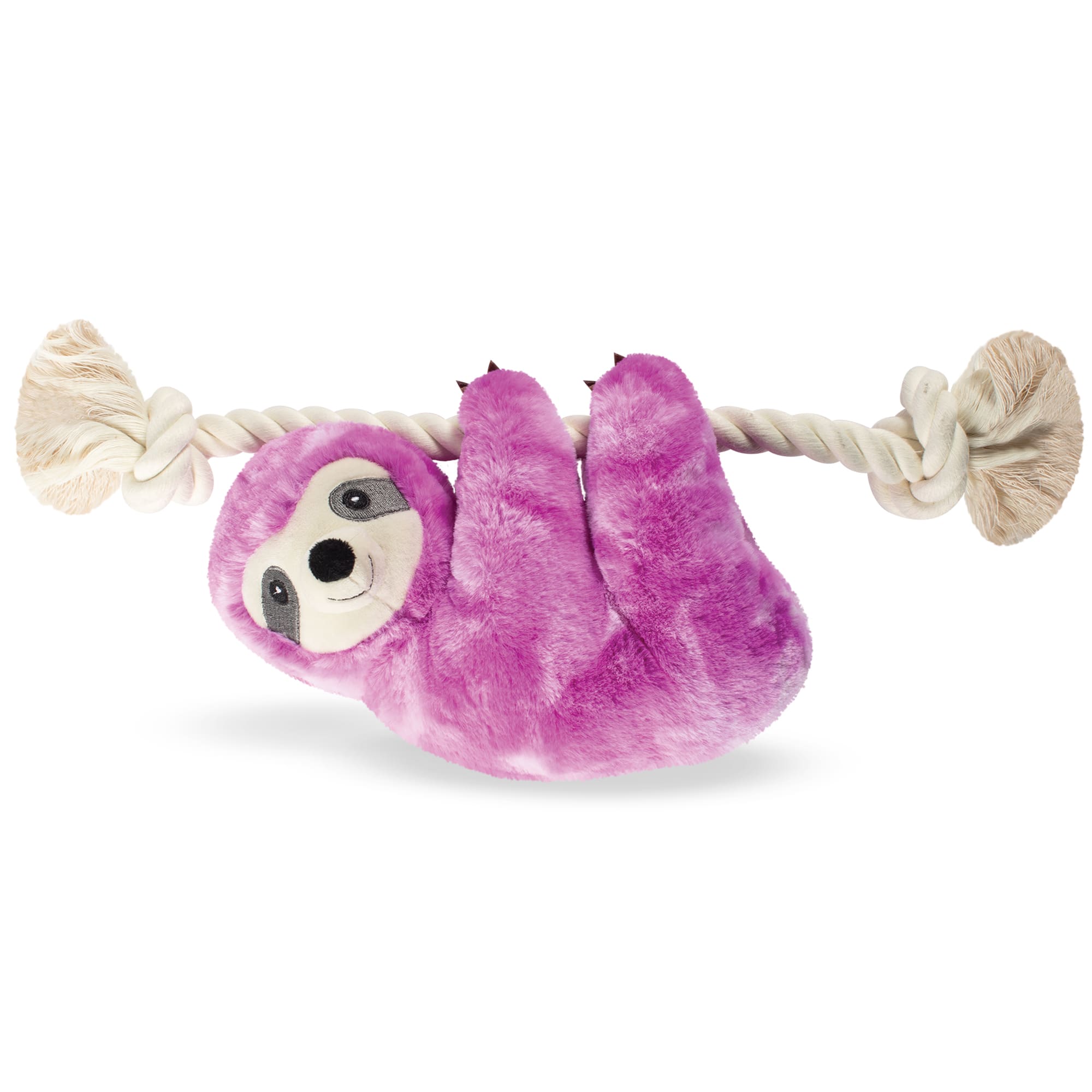 PetShop by Fringe Studio Purple Sloth On A Rope Plush Dog Toy, Small