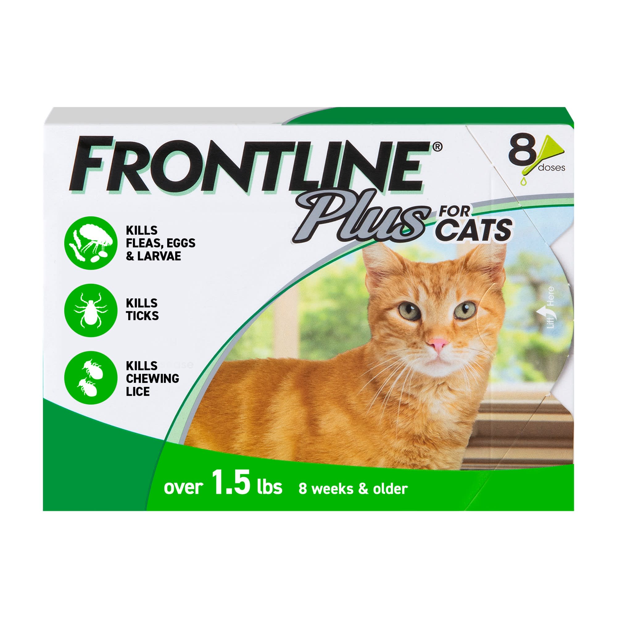 FRONTLINE Plus Flea and Tick Treatment for Cats over 1.5 lbs., 8