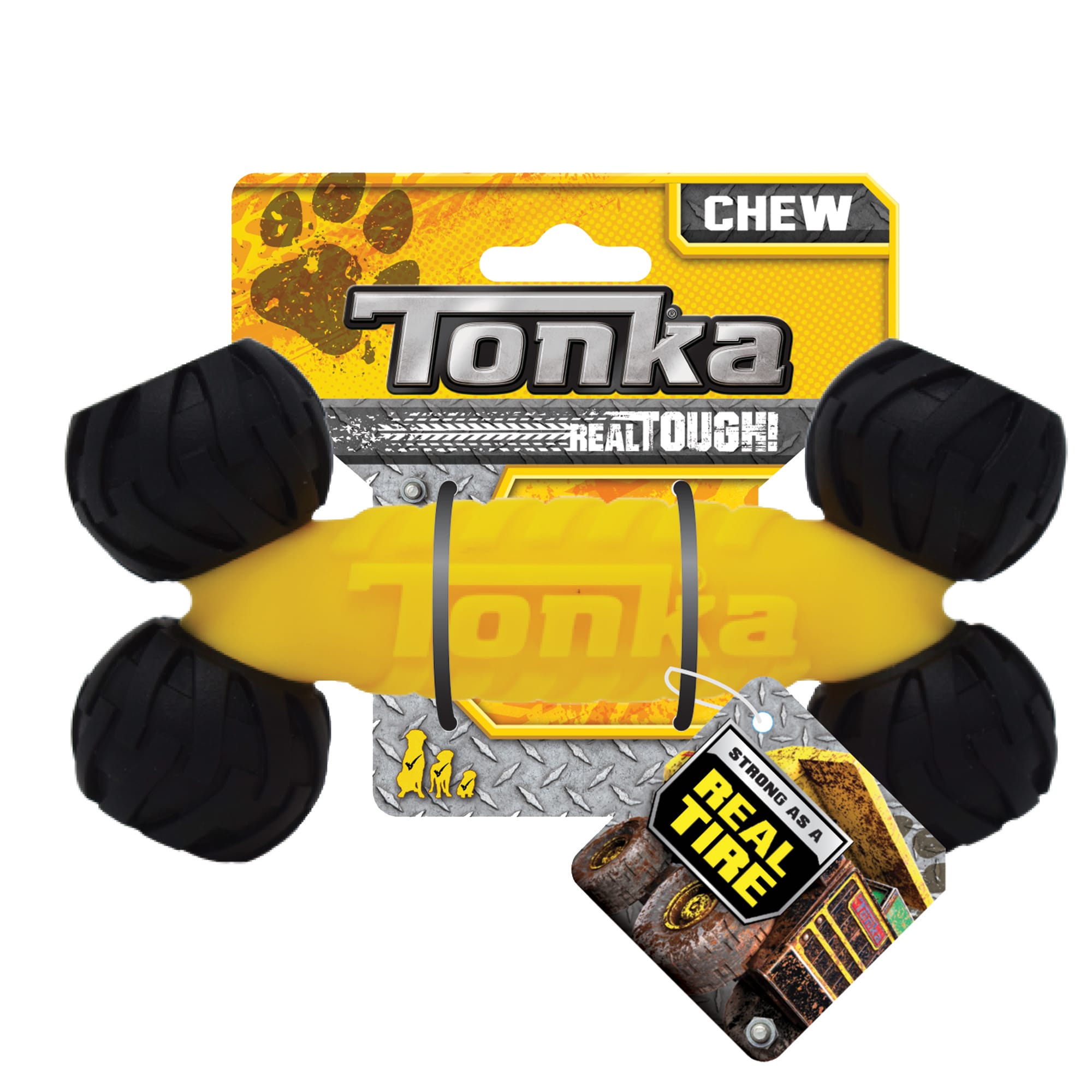 Tonka Rubber/Foam TRP Black/Yellow Bone Dog Toy, Small Petco