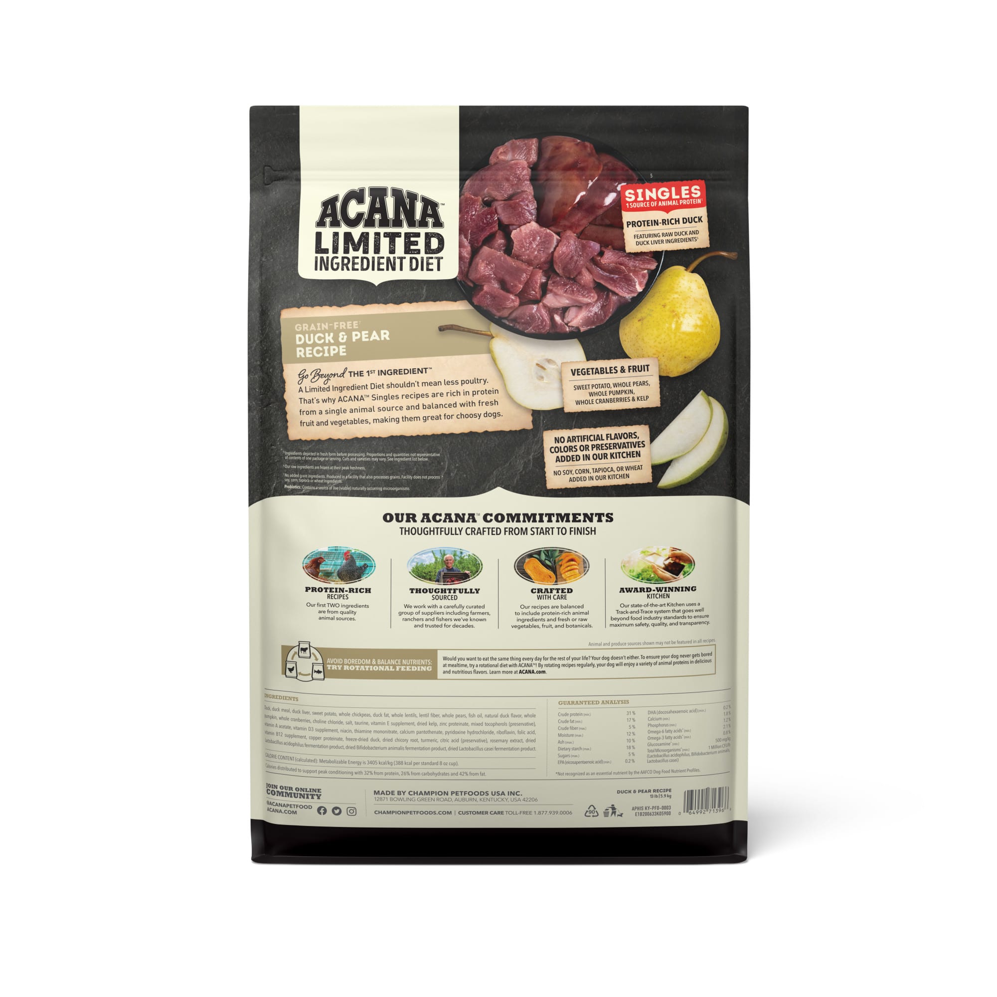 Acana duck outlet and pear ingredients