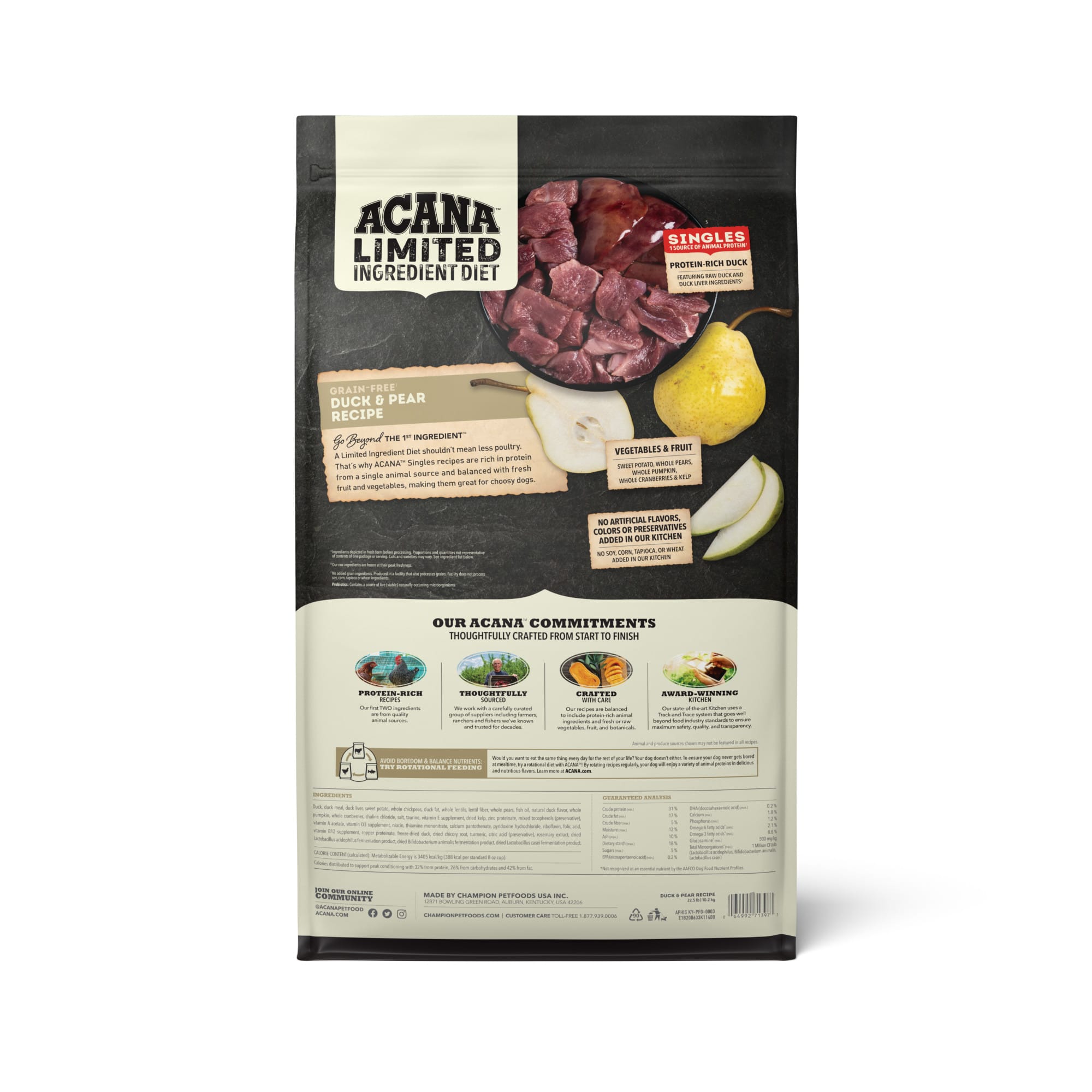 Acana singles clearance duck and pear