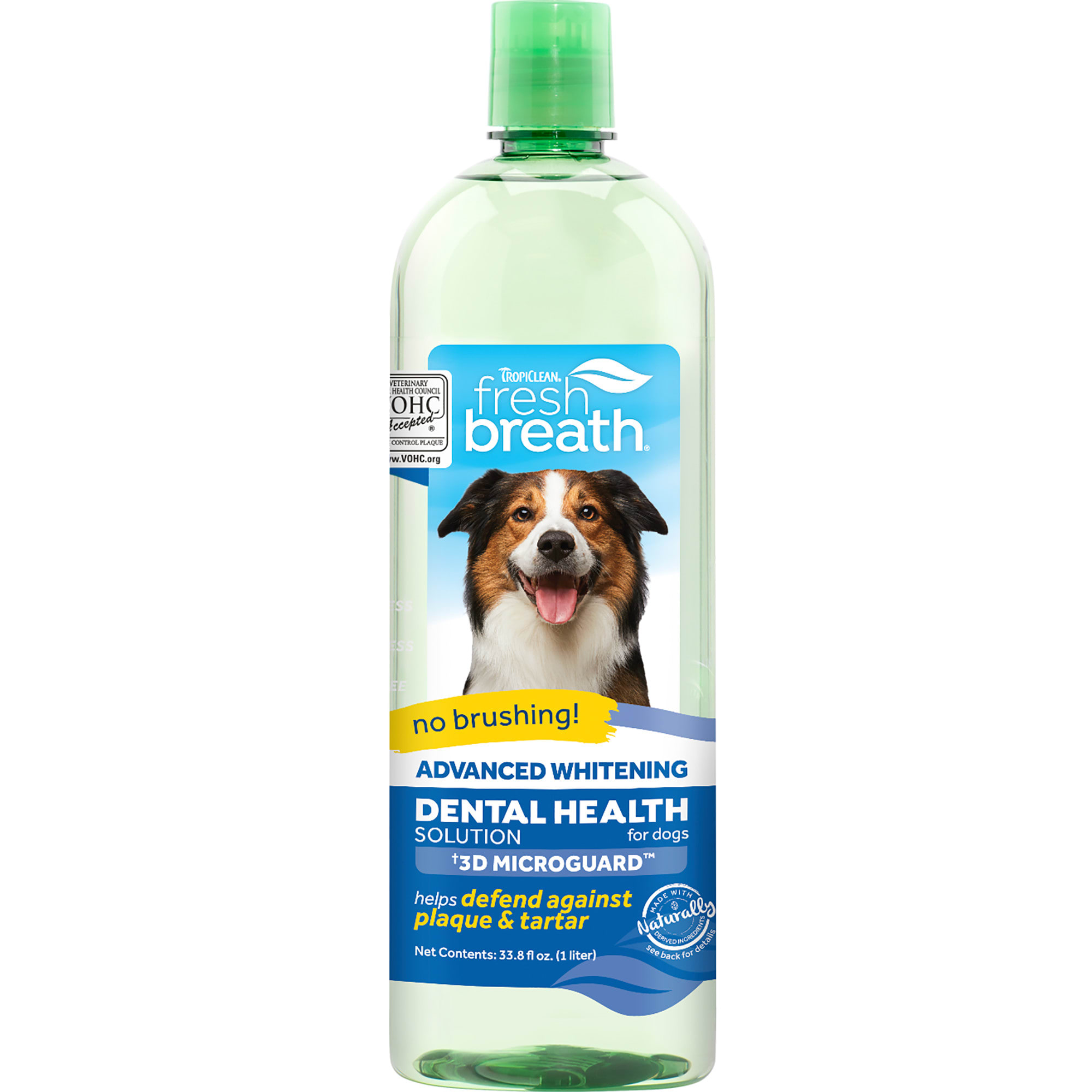 TropiClean Fresh Breath Advanced Whitening Dental Health Solution for Dogs 33.8 fl. oz