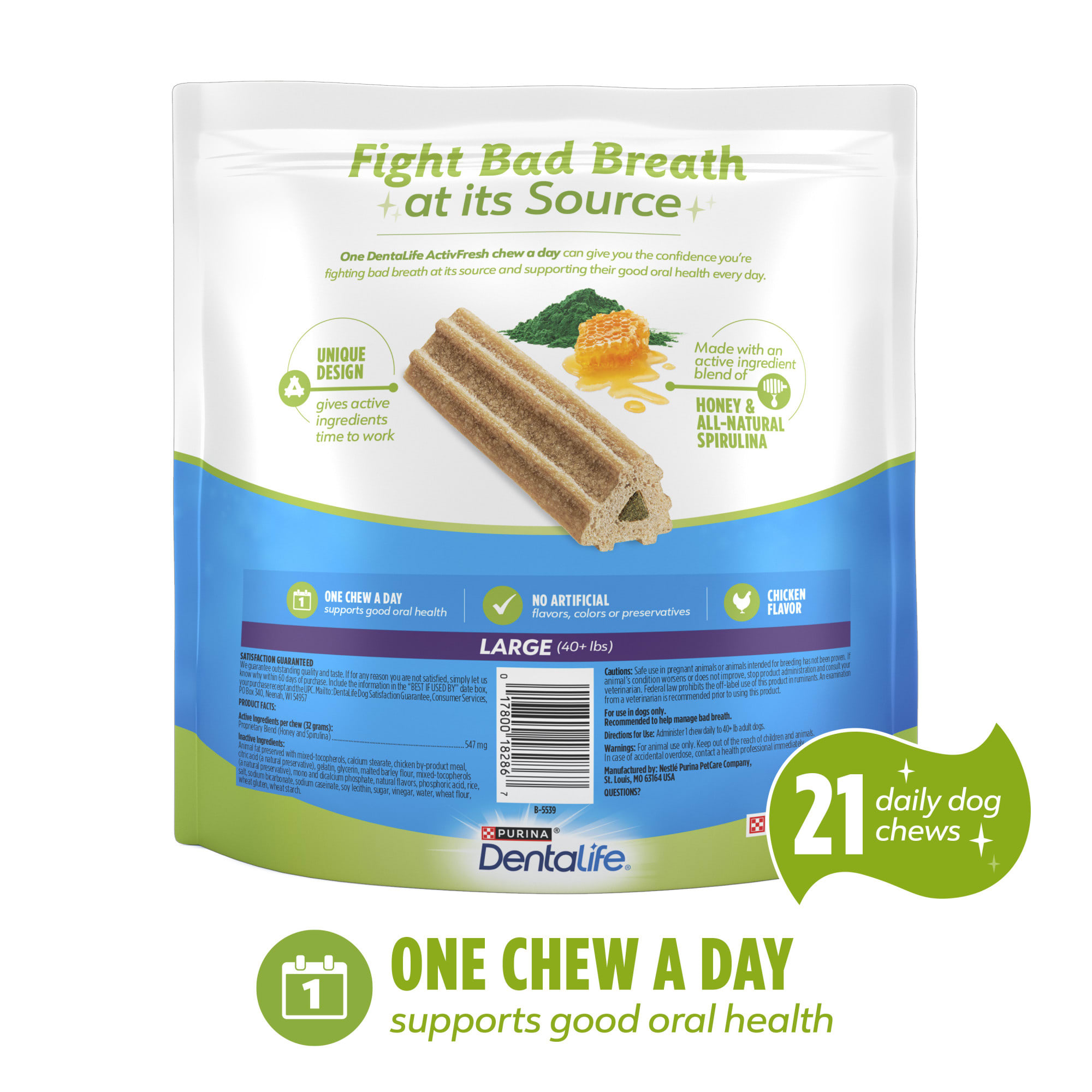 DentaLife ActivFresh Chicken Flavor Large Dog Dental Chews, 24.1
