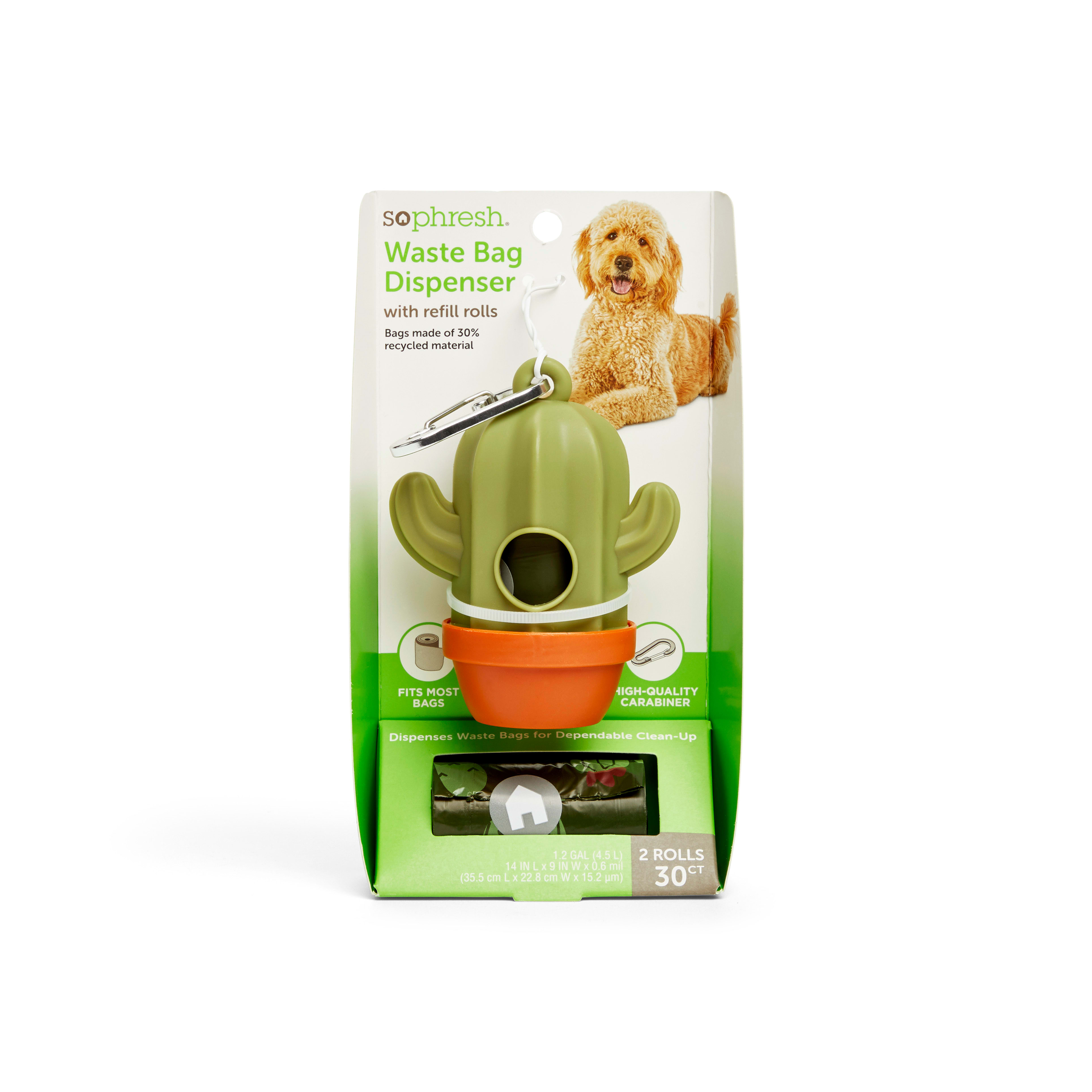 So Phresh Cactus Dog Waste Bag Dispenser with Refill Rolls Count