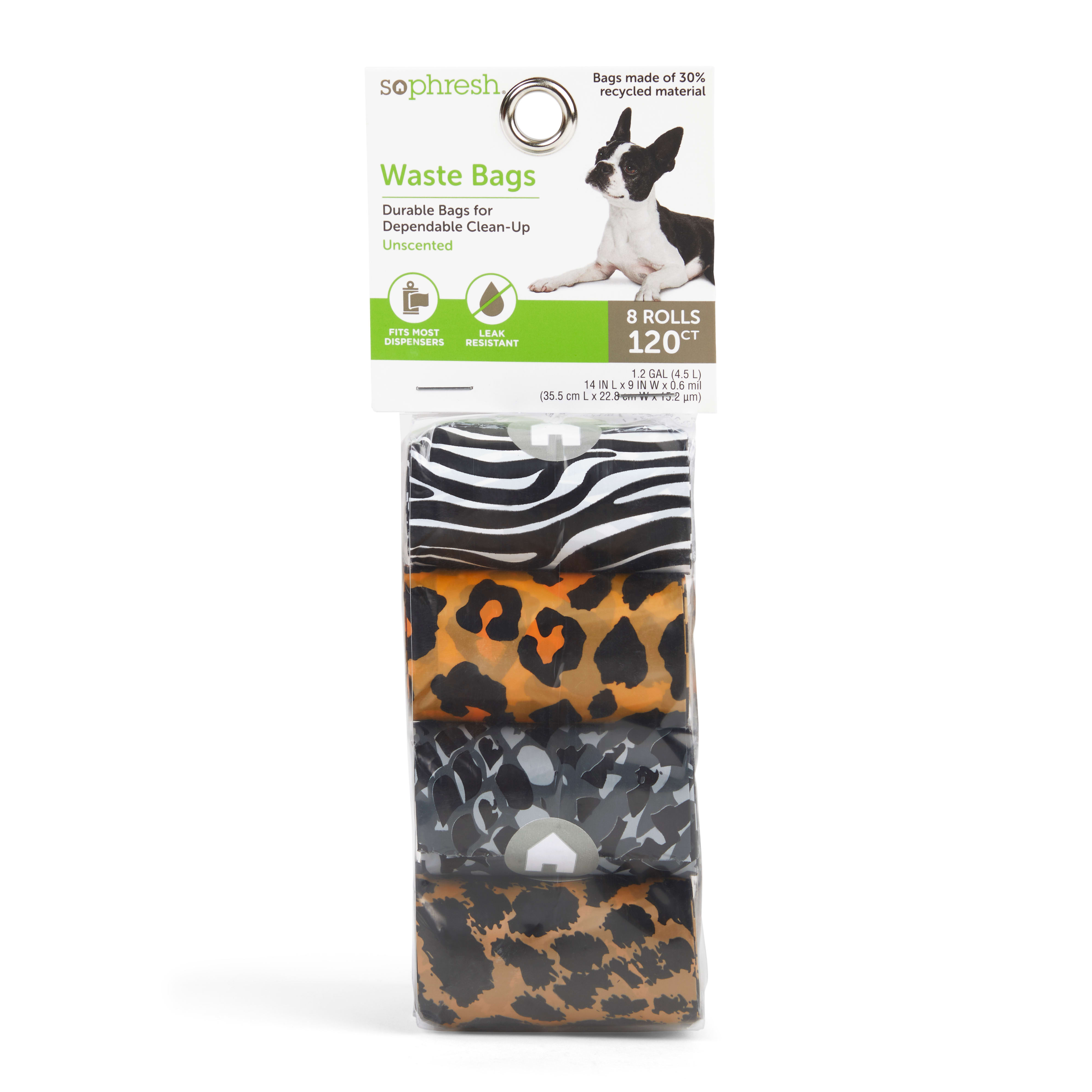 So Phresh LeakProof Animal Print Dog Waste Bags 120ct