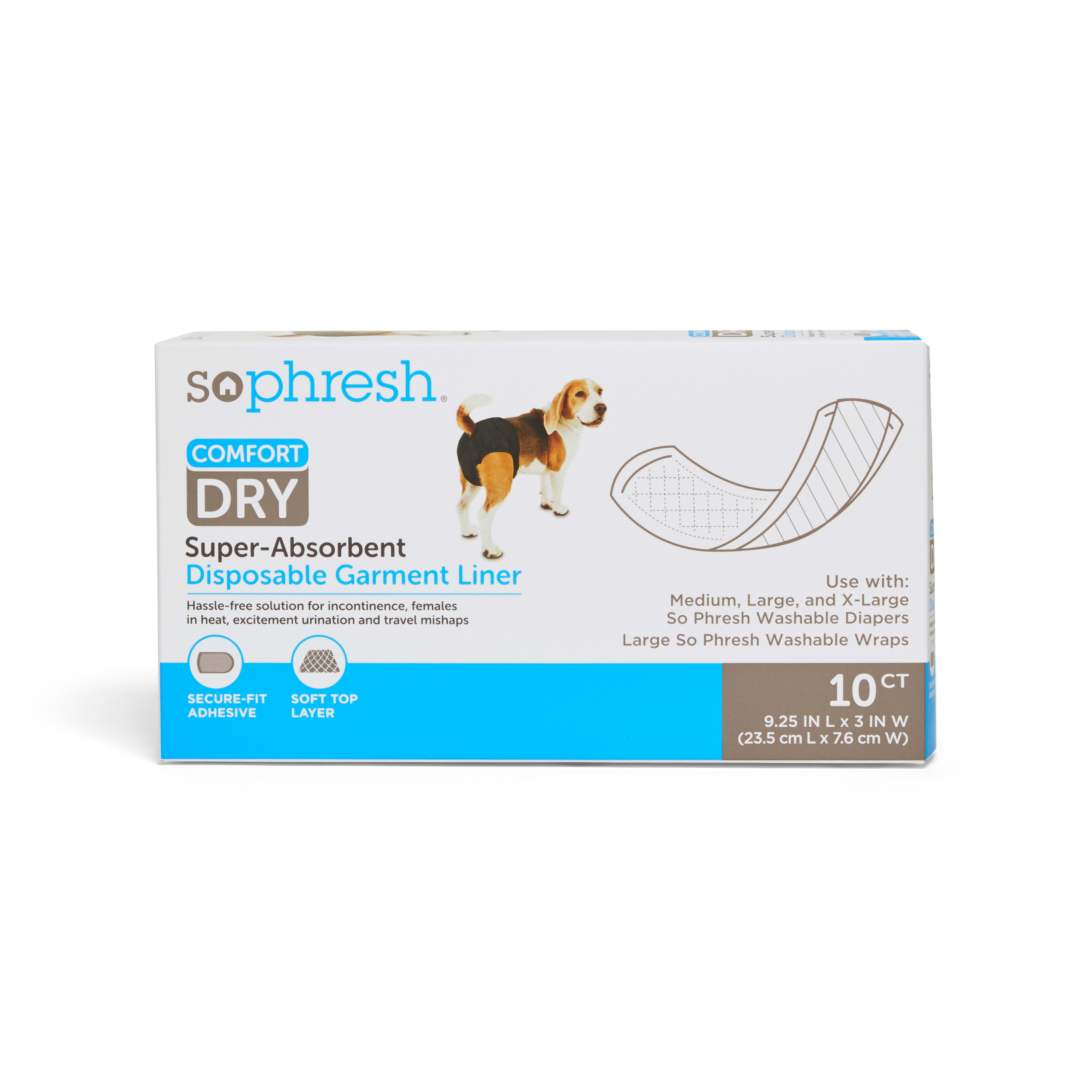 So Phresh Comfort Dry Disposable Garment Liners for Dogs, Count of 24