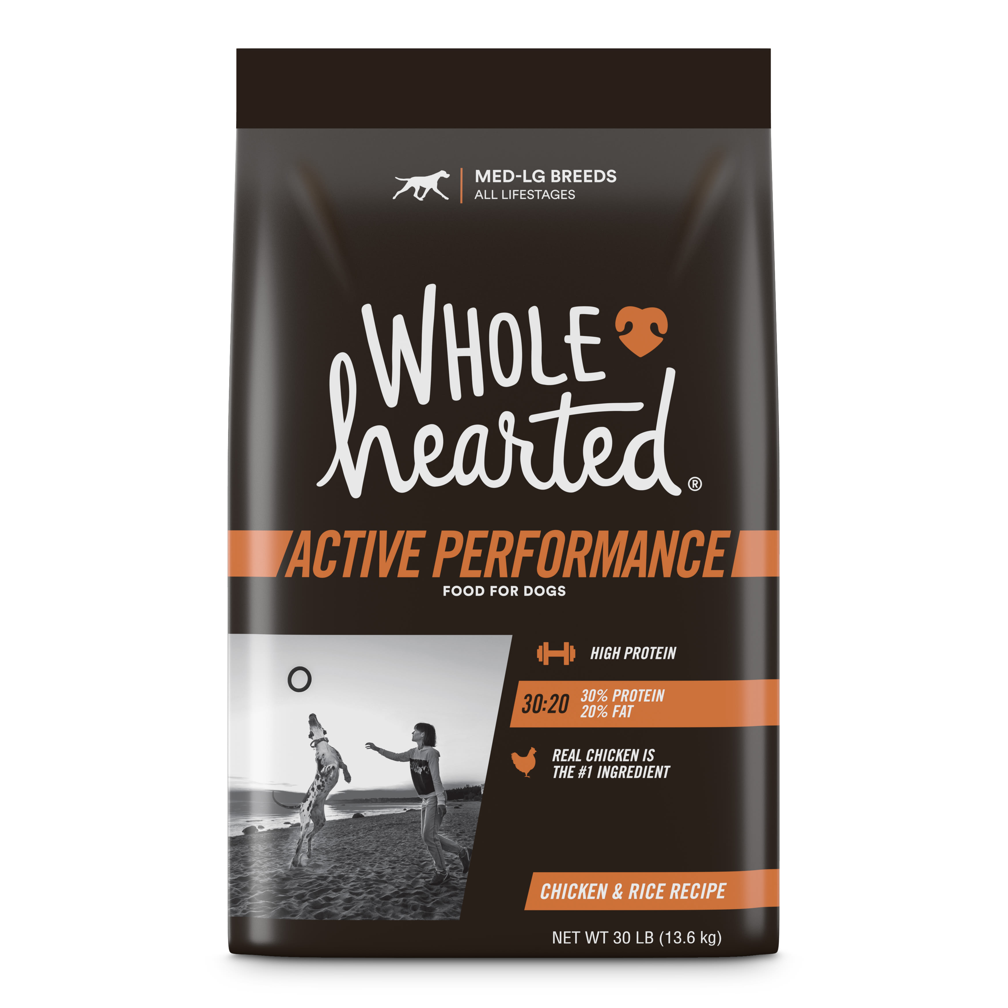 WholeHearted Active Performance High Protein Chicken Rice Recipe Dry Dog Food 30 lbs