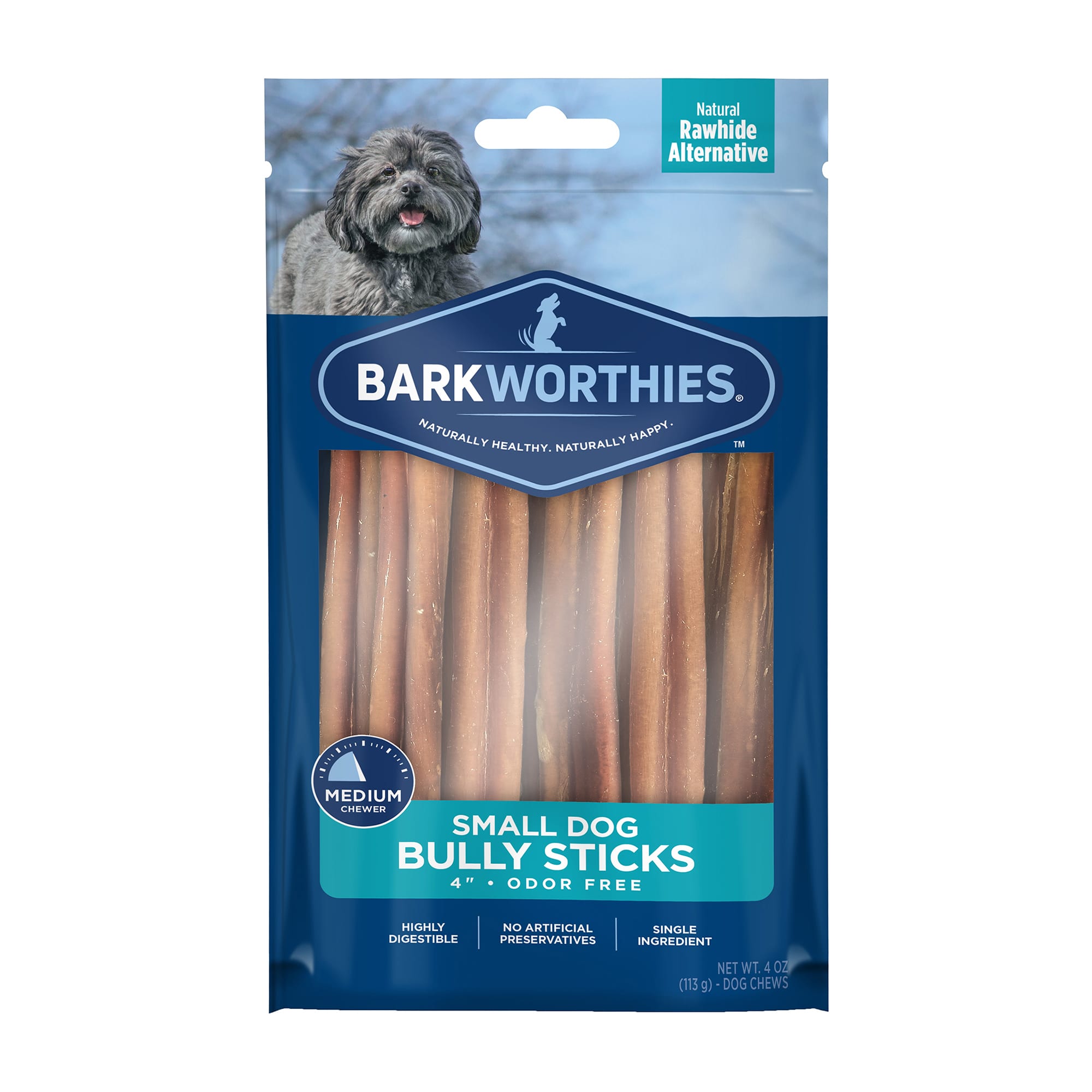 Barkworthies 4 Odor Free Bully Sticks for Small Dogs Puppies from Petco