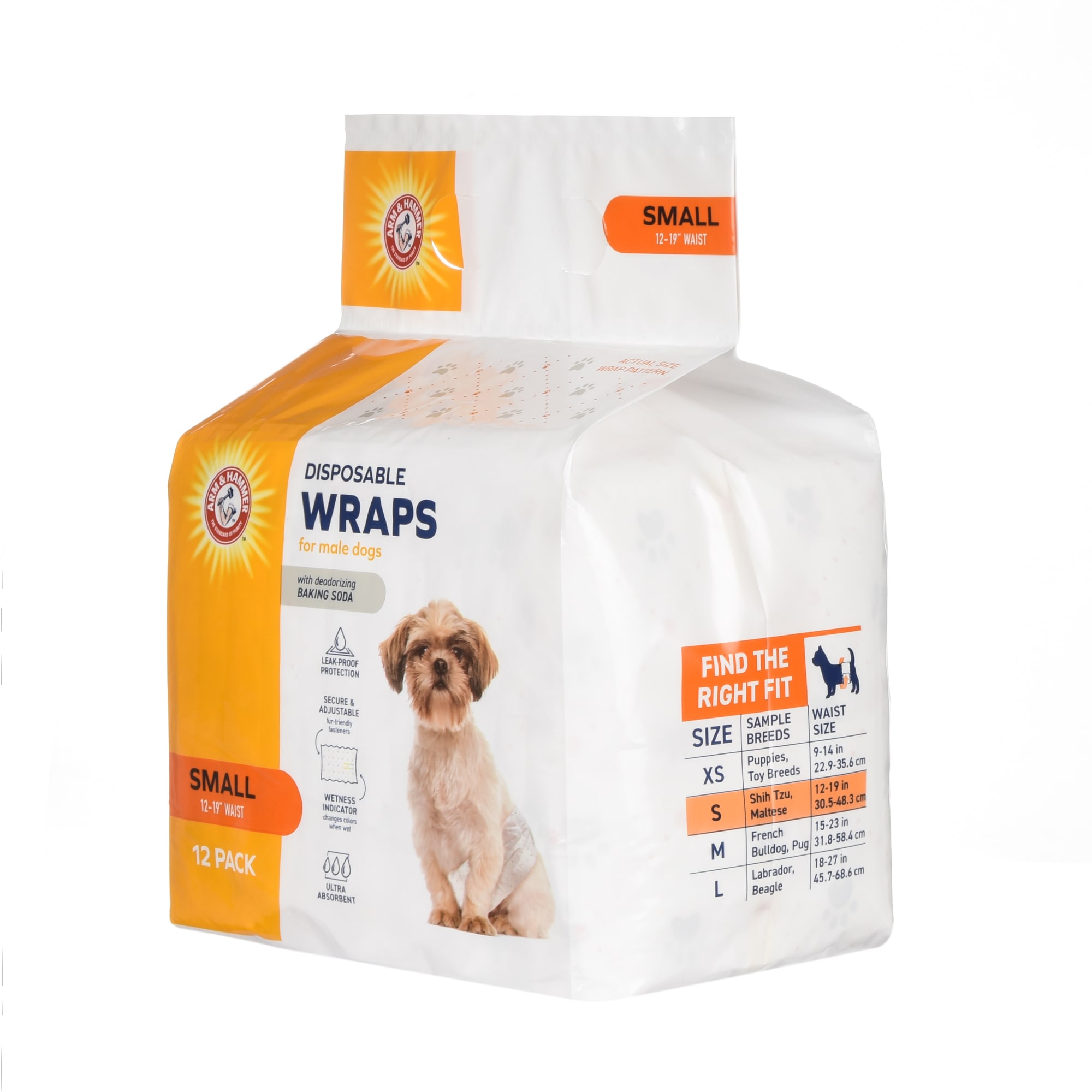 Arm Hammer Small Disposable Male Wraps for Dogs Pack of 12