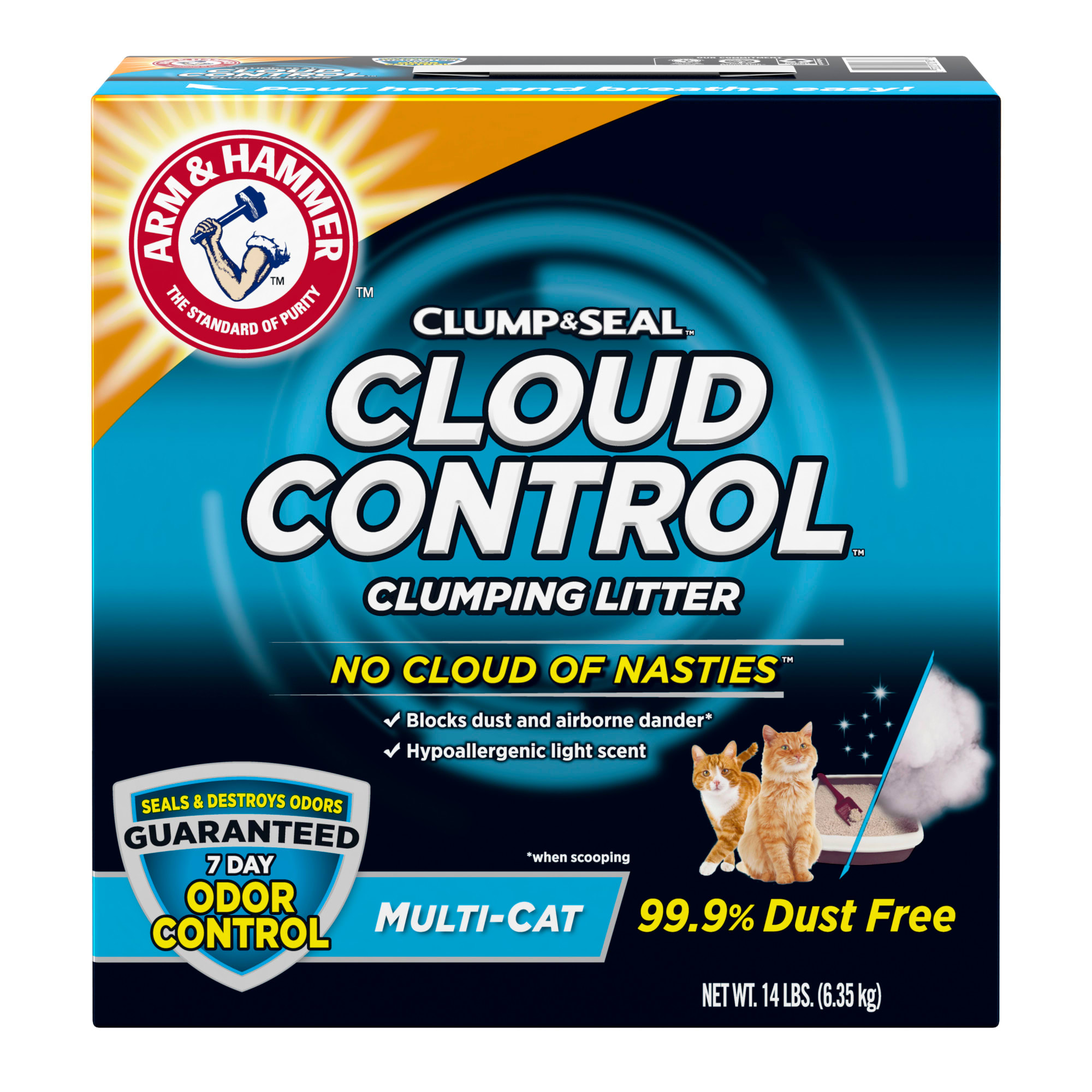 Arm & Hammer Clump & Seal Cloud Control MultiCat Clumping Litter, 14