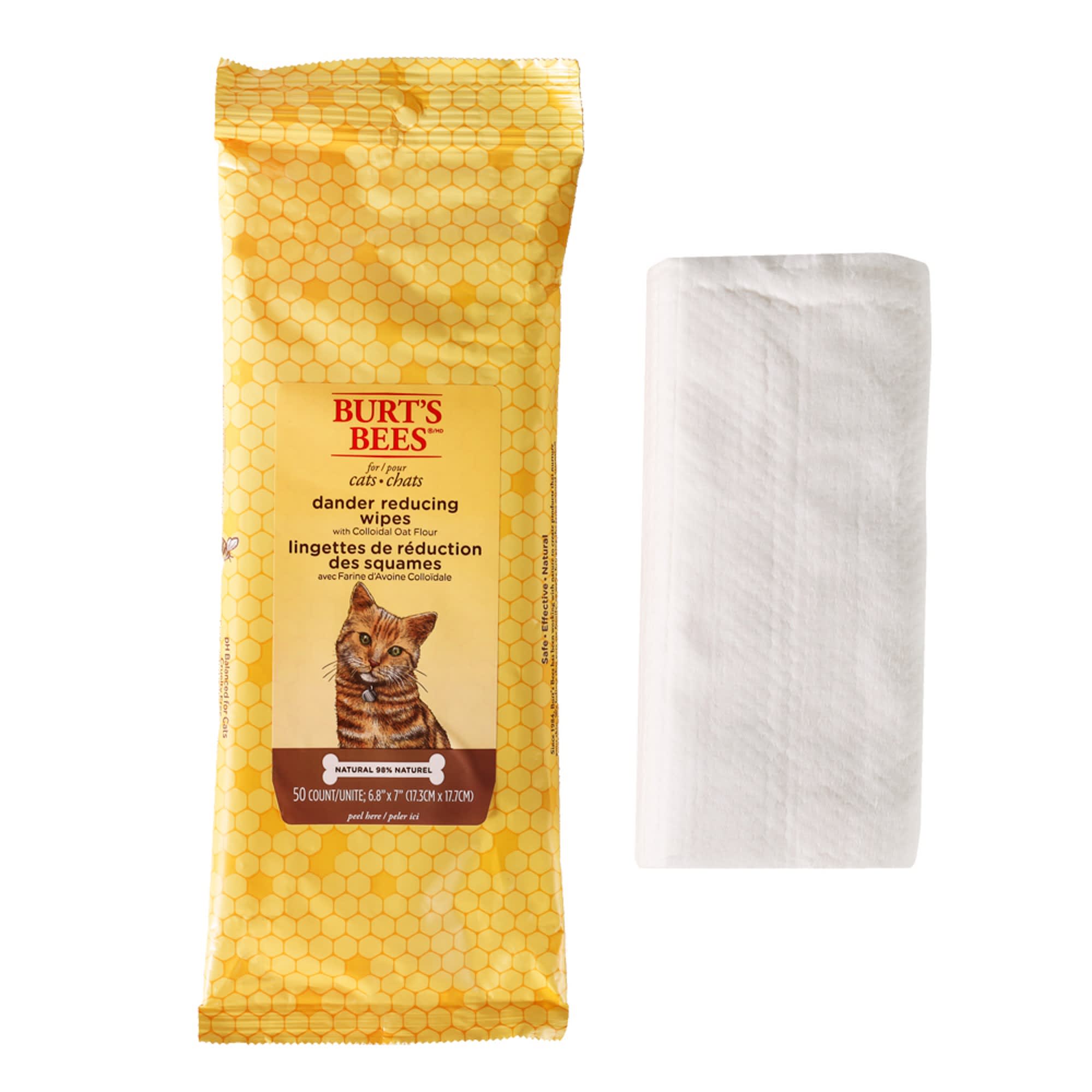 Burt s Bees Dander Reducing Wipes for Cats Count of 50 Petco