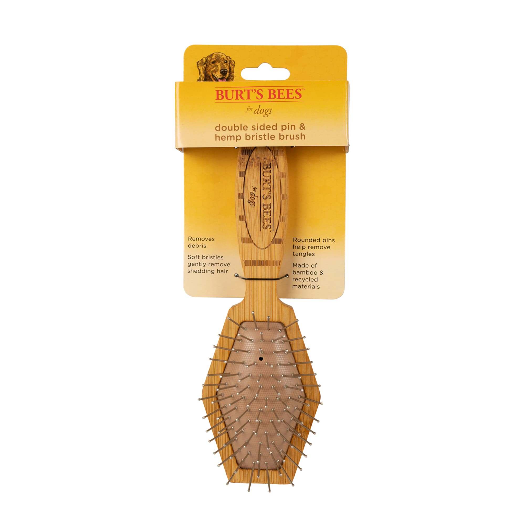 Burt's Bees Double Sided Pin & Hemp Bristle Brush for Dogs Petco
