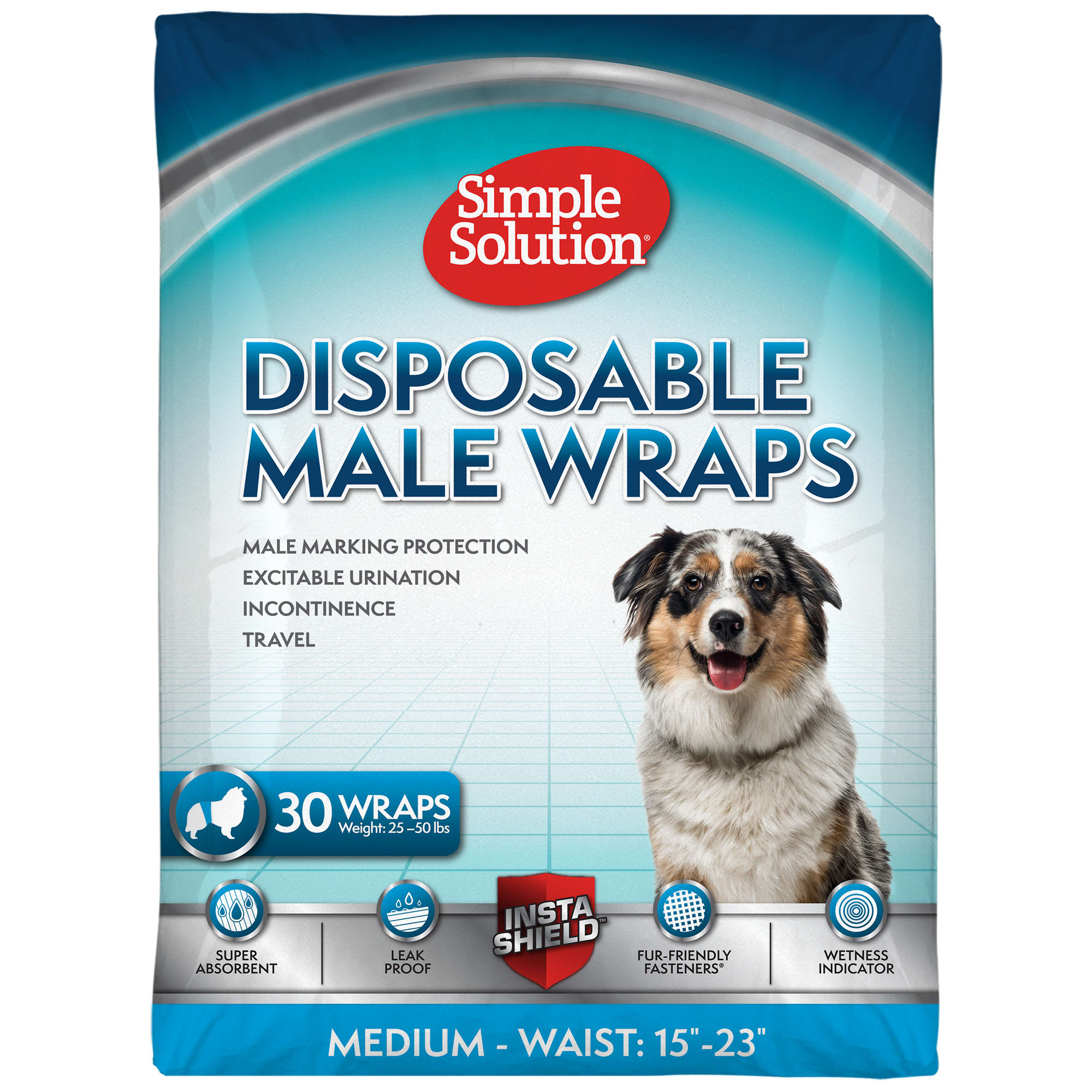 Simple Solution Disposable Dog Diapers for male Dogs Absorbent male Wrap Small 30 Count