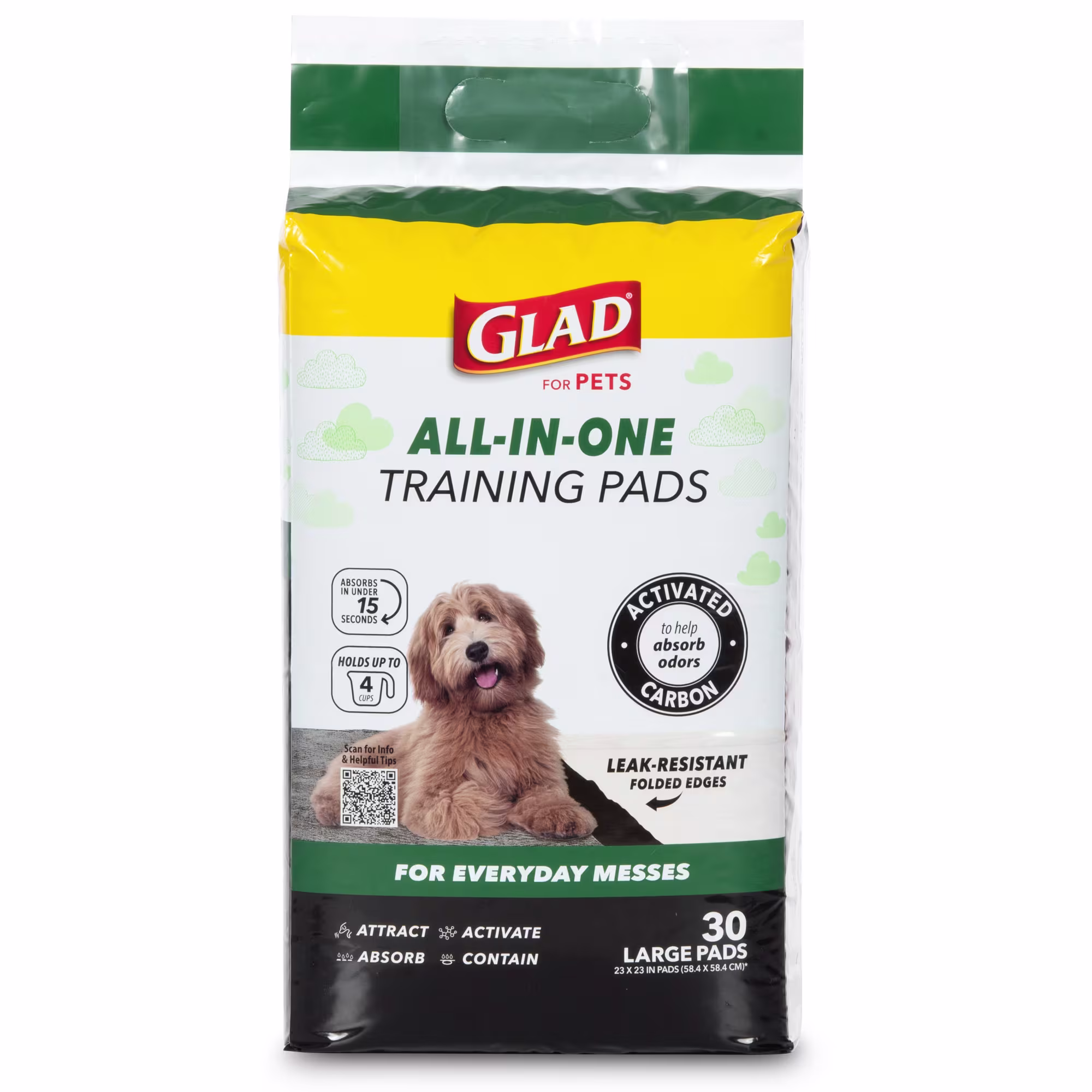 GLAD for Pets Large Activated Carbon Puppies & Senior Dog Training Pads, Count of 30 Petco