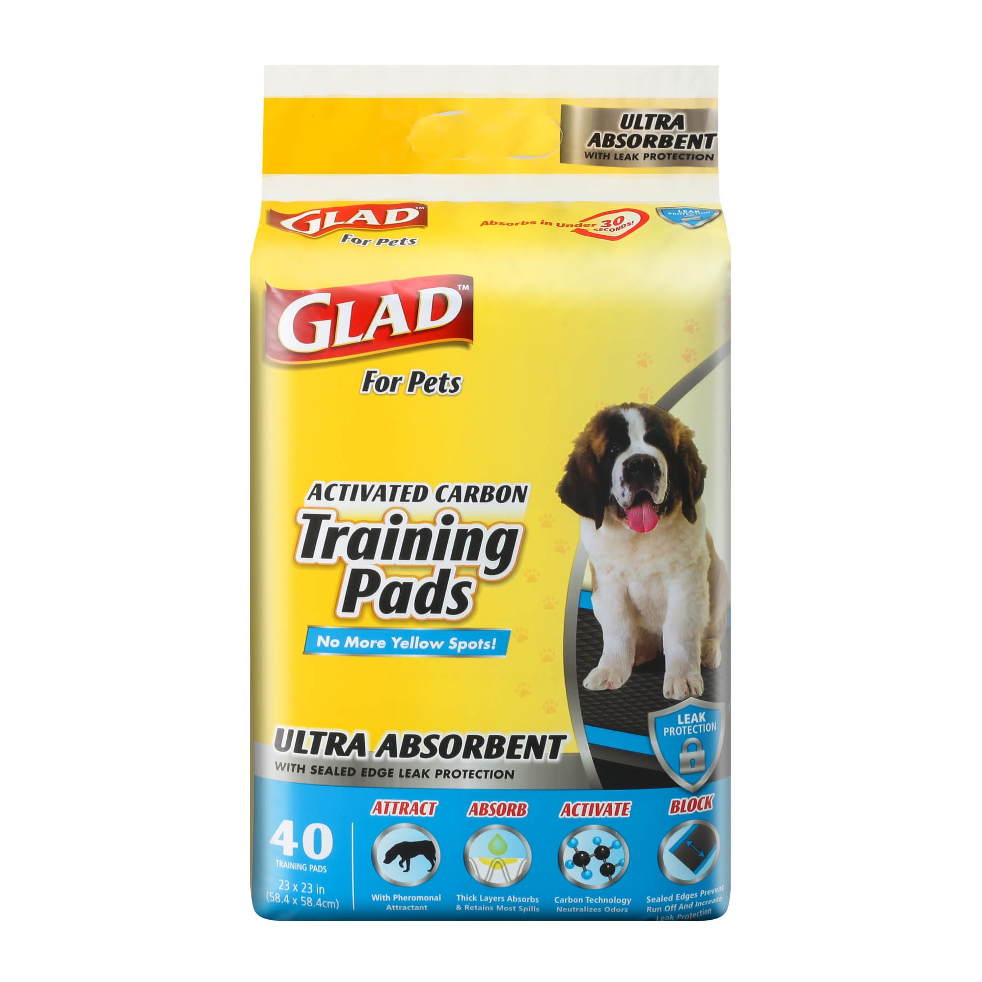 Glad for Pets Heavy Duty Ultra-Absorbent Activated Charcoal Puppy Pads with Leak-Proof edges  Pee Pads for Dogs Perfect for Training New Puppies