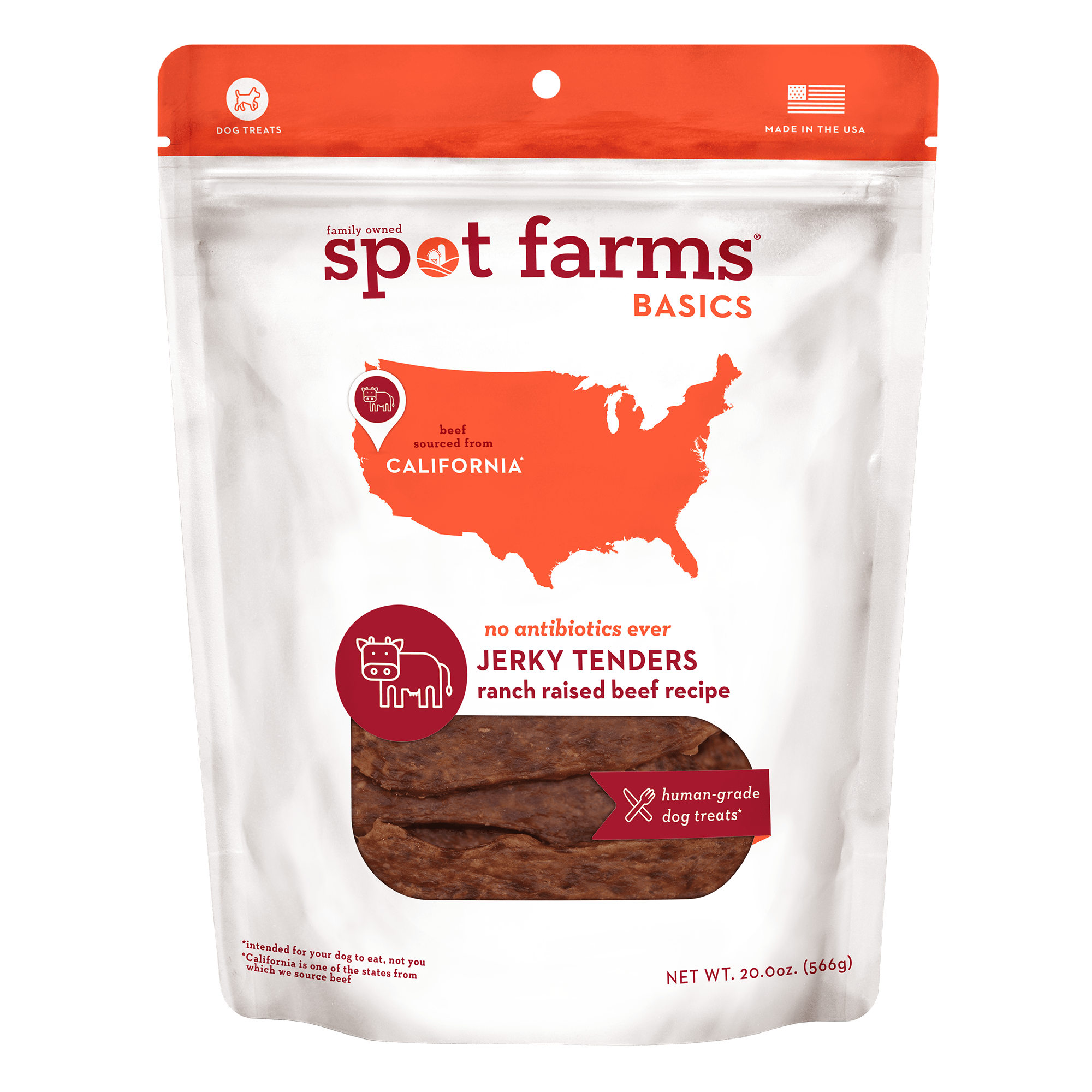 Spot Farms Basics Human Grade Beef Jerky Tenders Dog Treats