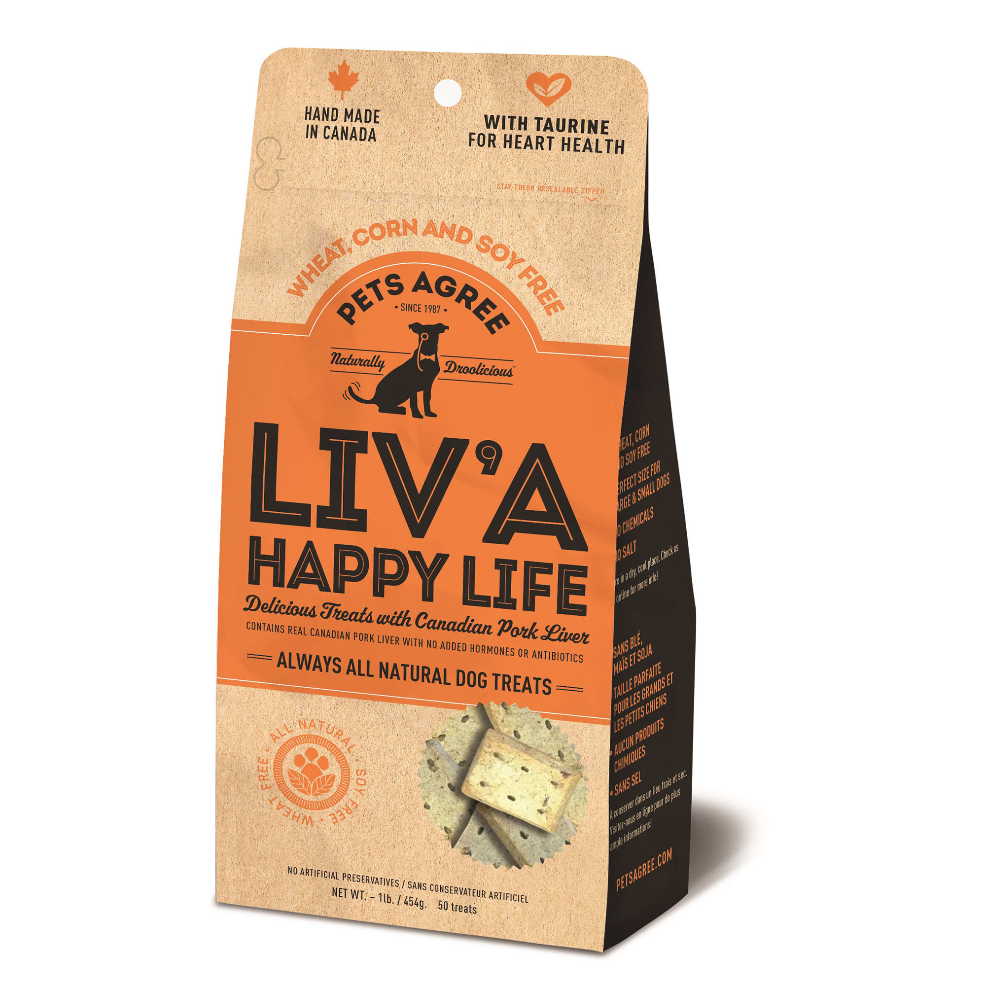 The Granville Island Pet Treatery Pets Agree All Natural LivA Happy Life Liver Flavored Bar Dog Biscuits