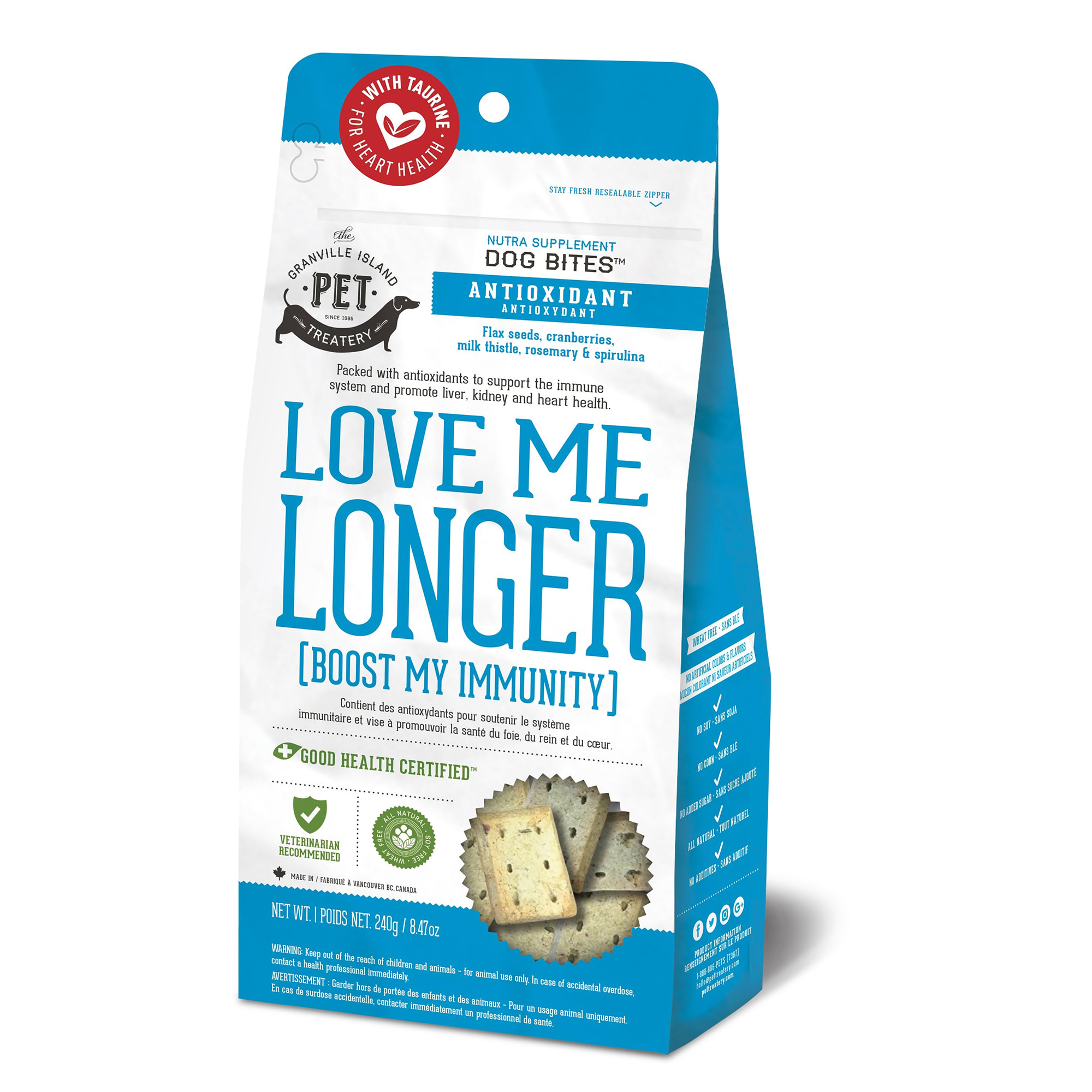 The Granville Island Pet Treatery Nutra Bites Love Me Longer (Boost my Immunity) Functional Bites for Dogs