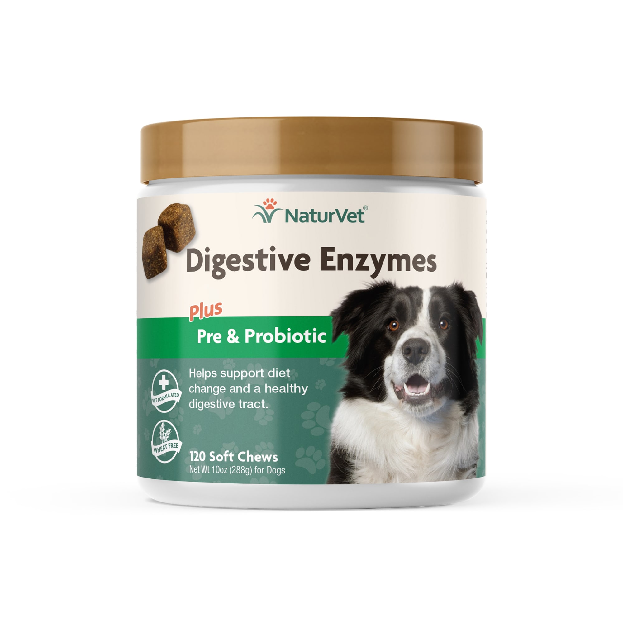 NaturVet Digestive Enzymes Plus Pre Probiotics Soft Chews for Dogs 5.9 oz. Count of 70