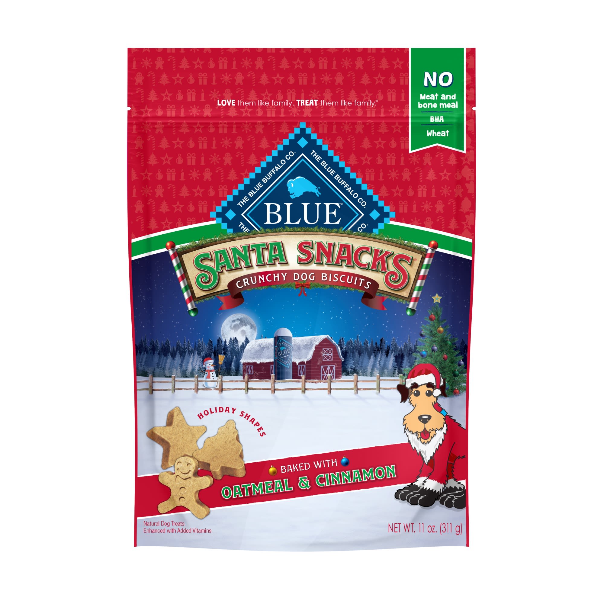 Lull Shipley Have en picnic Blue Buffalo Santa Snacks Natural Crunchy Oatmeal & Cinnamon Dog Biscuits,  11 oz. | Petco