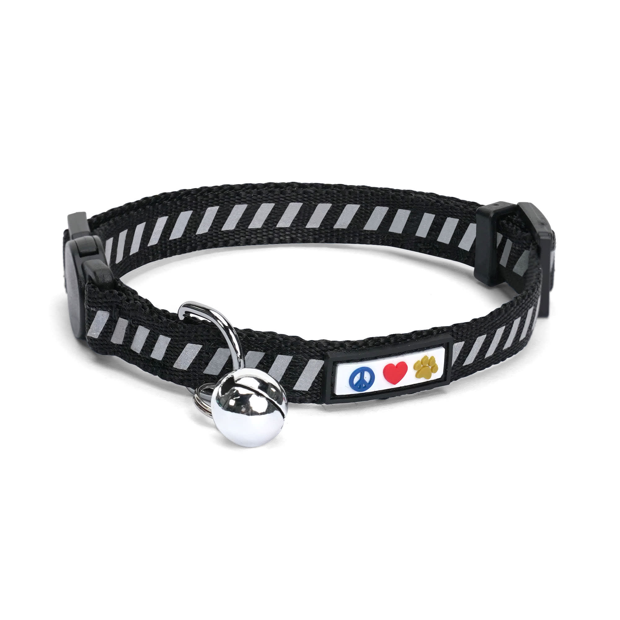 Light Reflective Breakaway Cat Collar With Bell 8"-12" Long choice of 3 colors 